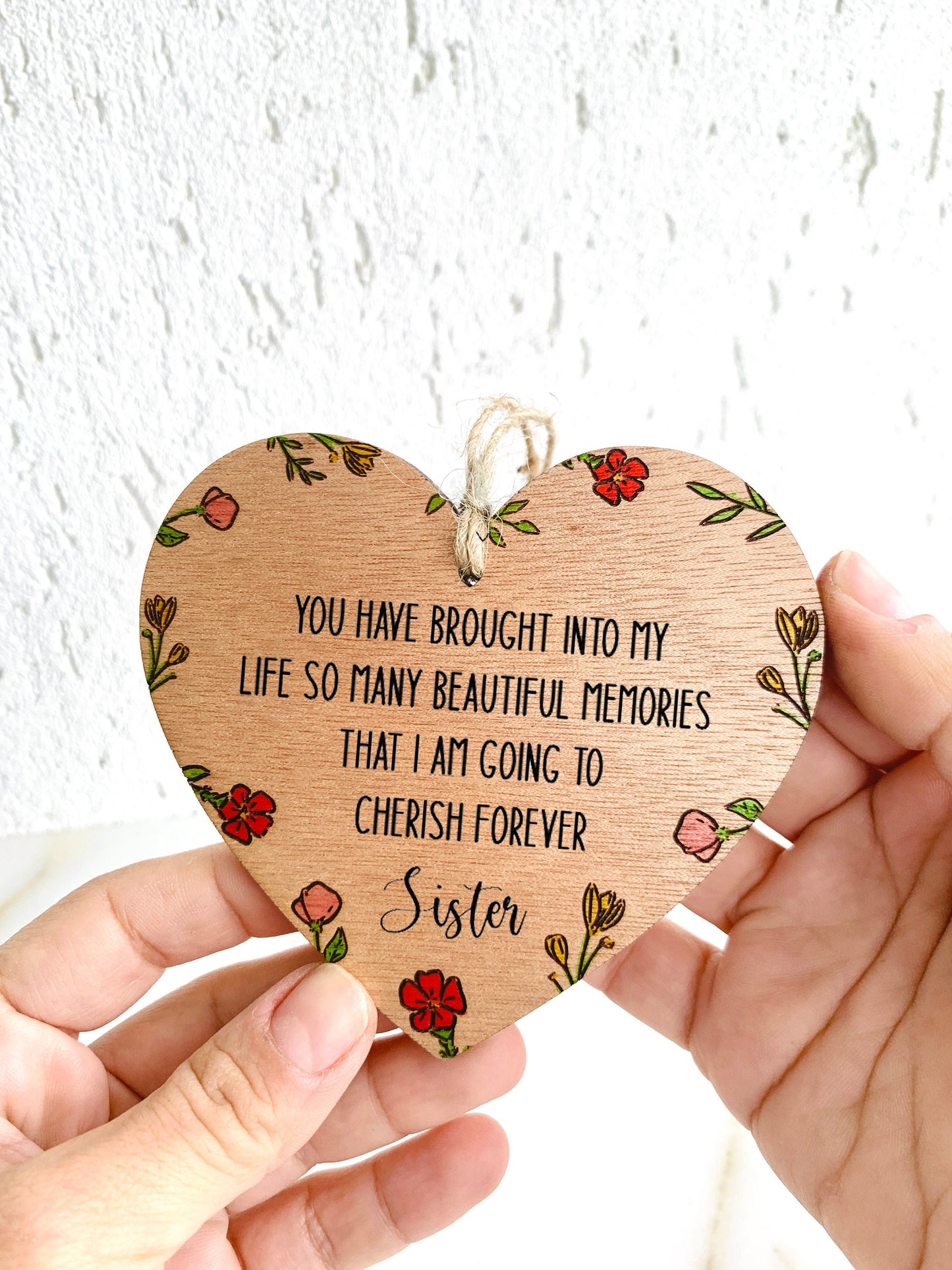 Big Sister Little Sister Wooden Plaque Laser Engraved Heart Sign Beautiful Memories Cherish Forever Keepsake Special Sister Reveal Gift