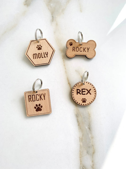 Dog ID Tags Wooden Engraved Cat ID Tags Personalized Rustic Pet ID Tag Custom Name & Phone Number Dog Tag Puppy Kitten Tag Pet gifts