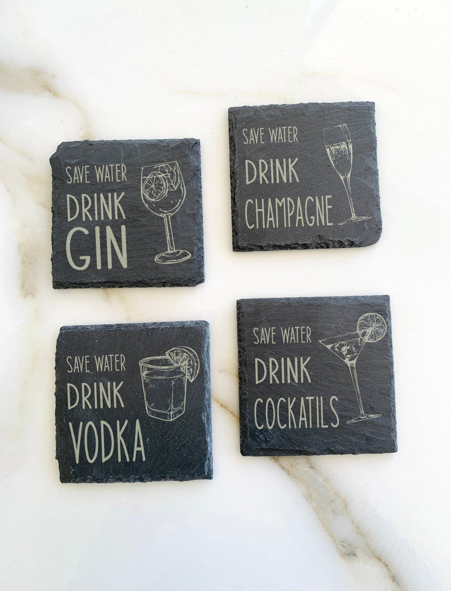 Slate Coaster Personalized Save Water Drink Beer Wine Whisky Vodka Coffee Custom Stone Engraved Coaster Beer Mat Alcohol Funny Drink Quote