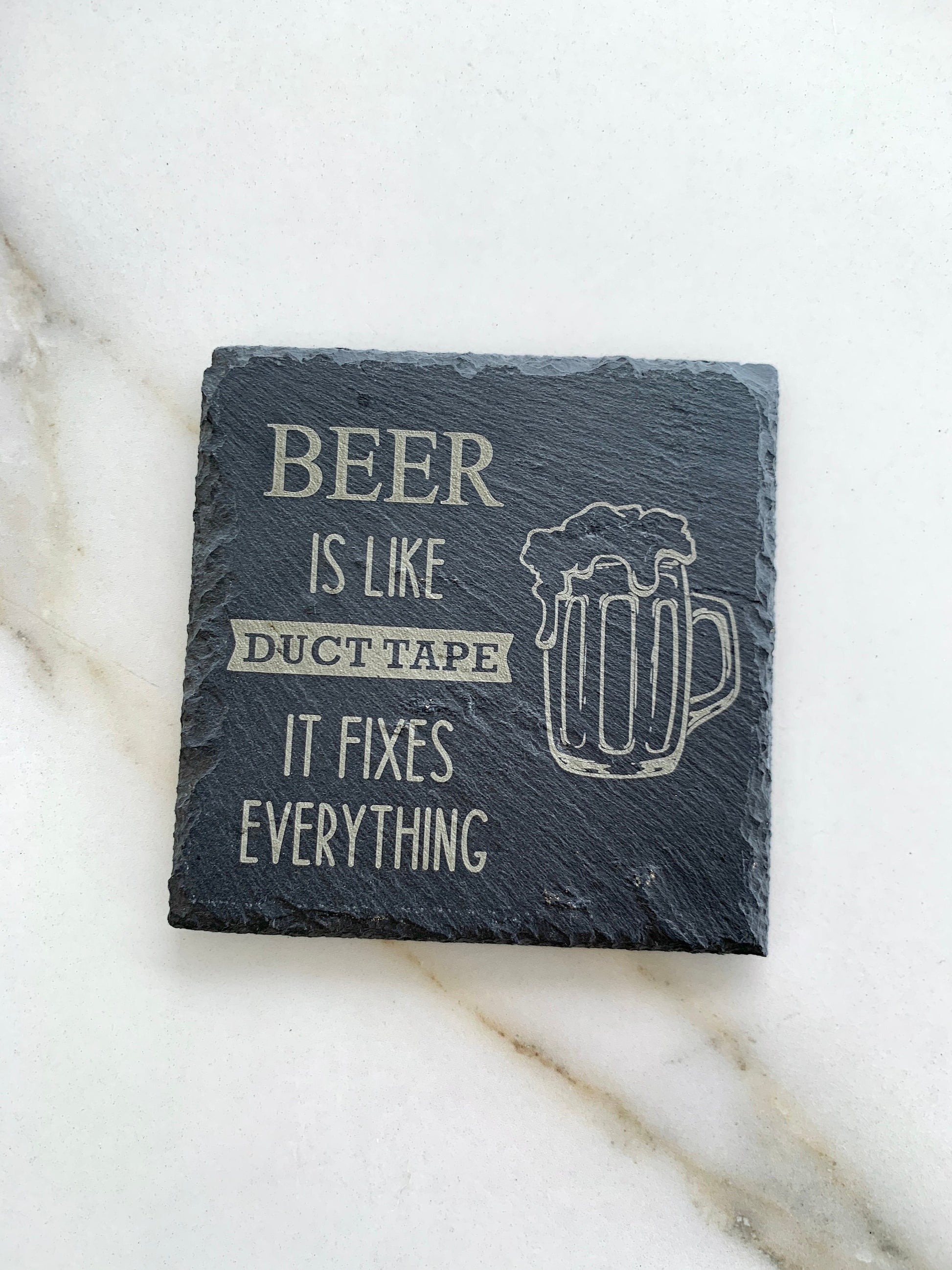 Slate Coasters Personalized Duct Tape Fixes Everything Wine Beer Whisky Vodka Coffee Engraved Stone Coasters Alcohol Funny Drinking Quotes