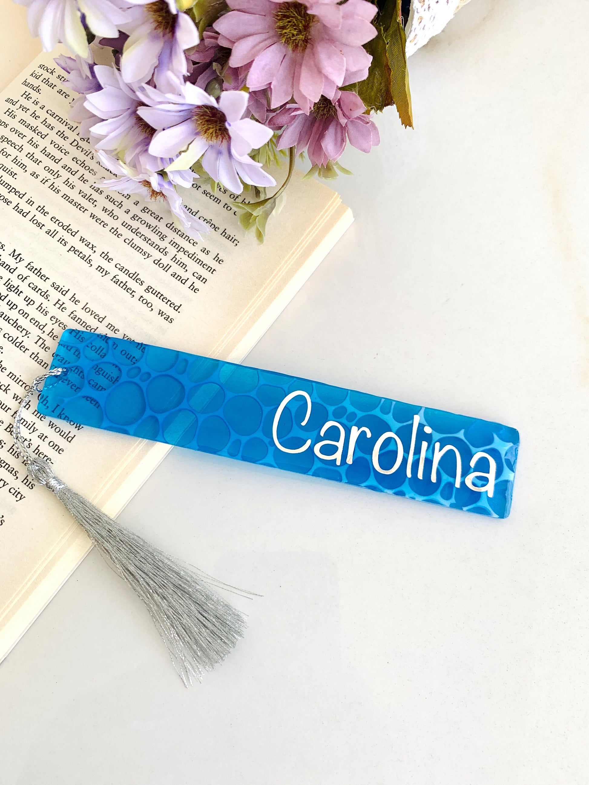 Ocean Resin Bookmark Personalized Custom Name Bookmark Book Lover Gift Personalised Bridesmaids gift Blue Beach Resin Bookmark Gift