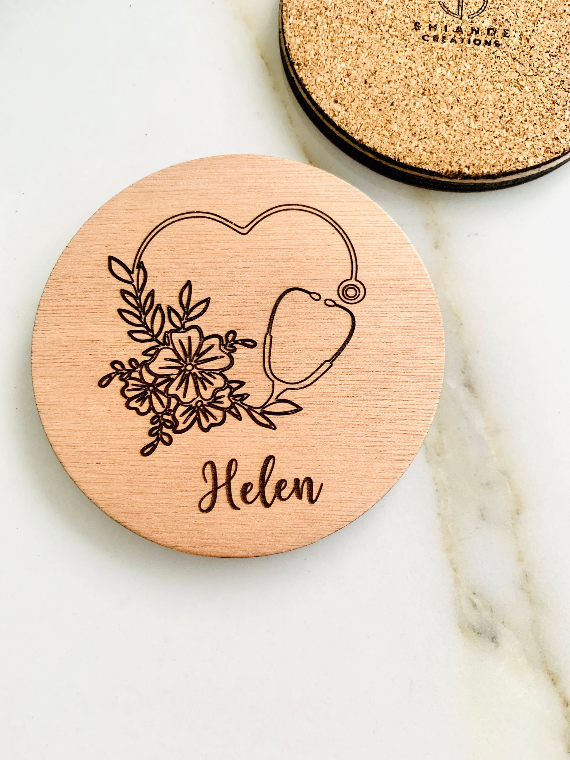 Name Nurse Wood Engraved Coaster Personalized, Family Names Coasters, Hobby Profession Gift, Custom Engraved Wood Coasters, Mothers BirthDay Family Gift