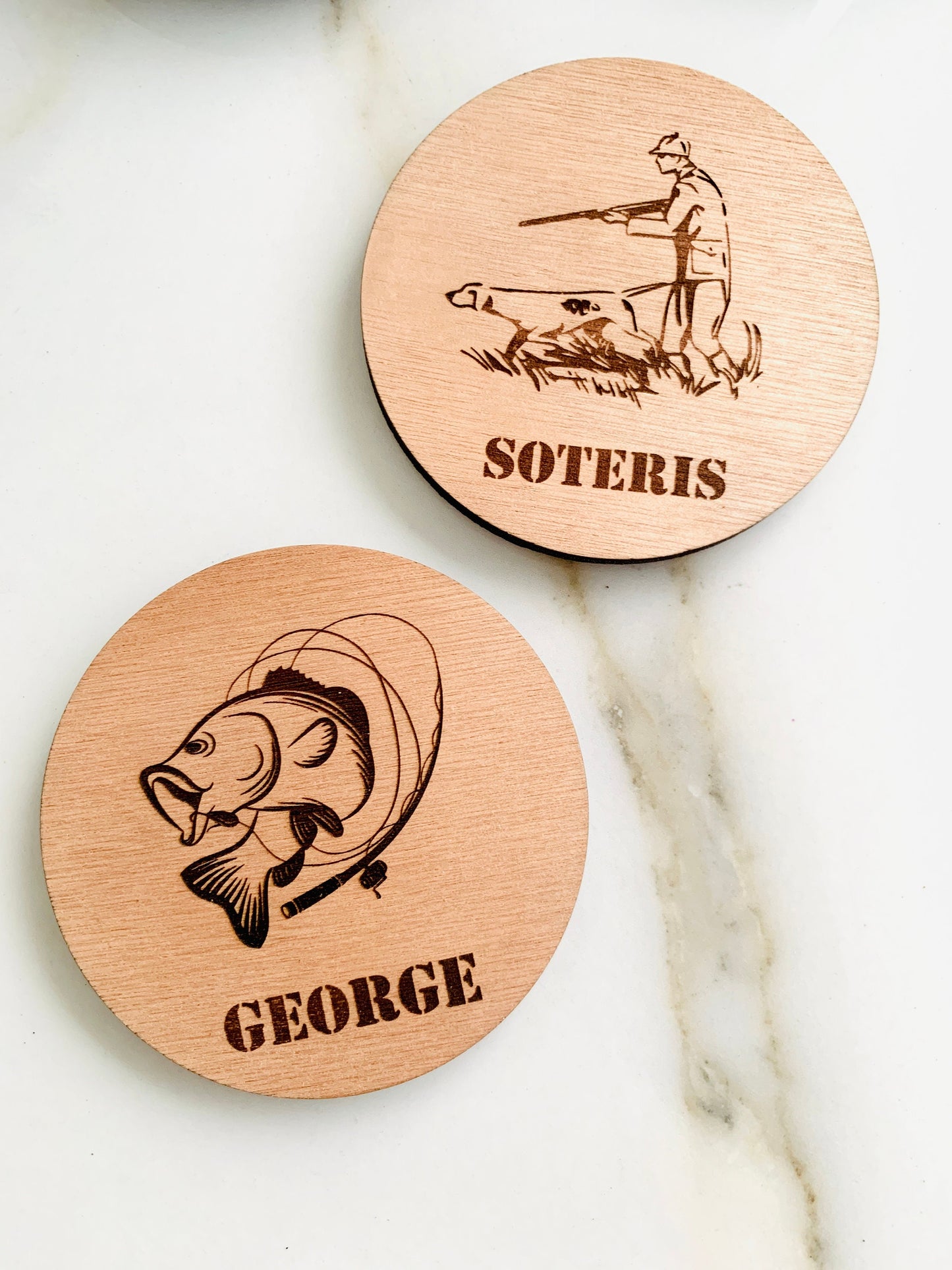 Personalized Wooden Coasters Laser Engraved Name Coasters, Funny Coasters Family Gifts, Hobby Profession Gift, Custom Wooden Drink Coasters