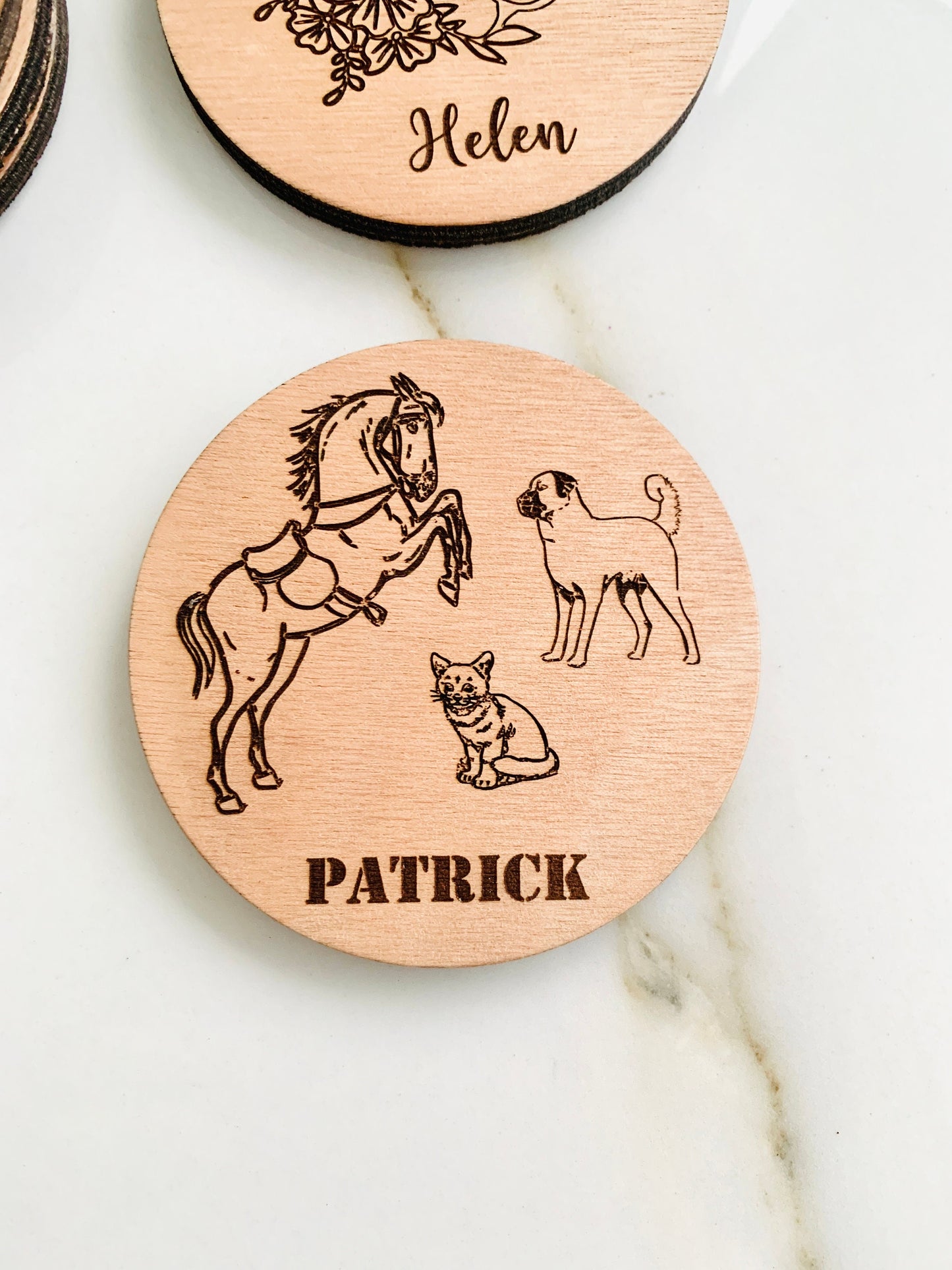 Personalized Wooden Coasters Laser Engraved Name Coasters, Funny Coasters Family Gifts, Hobby Profession Gift, Custom Wooden Drink Coasters