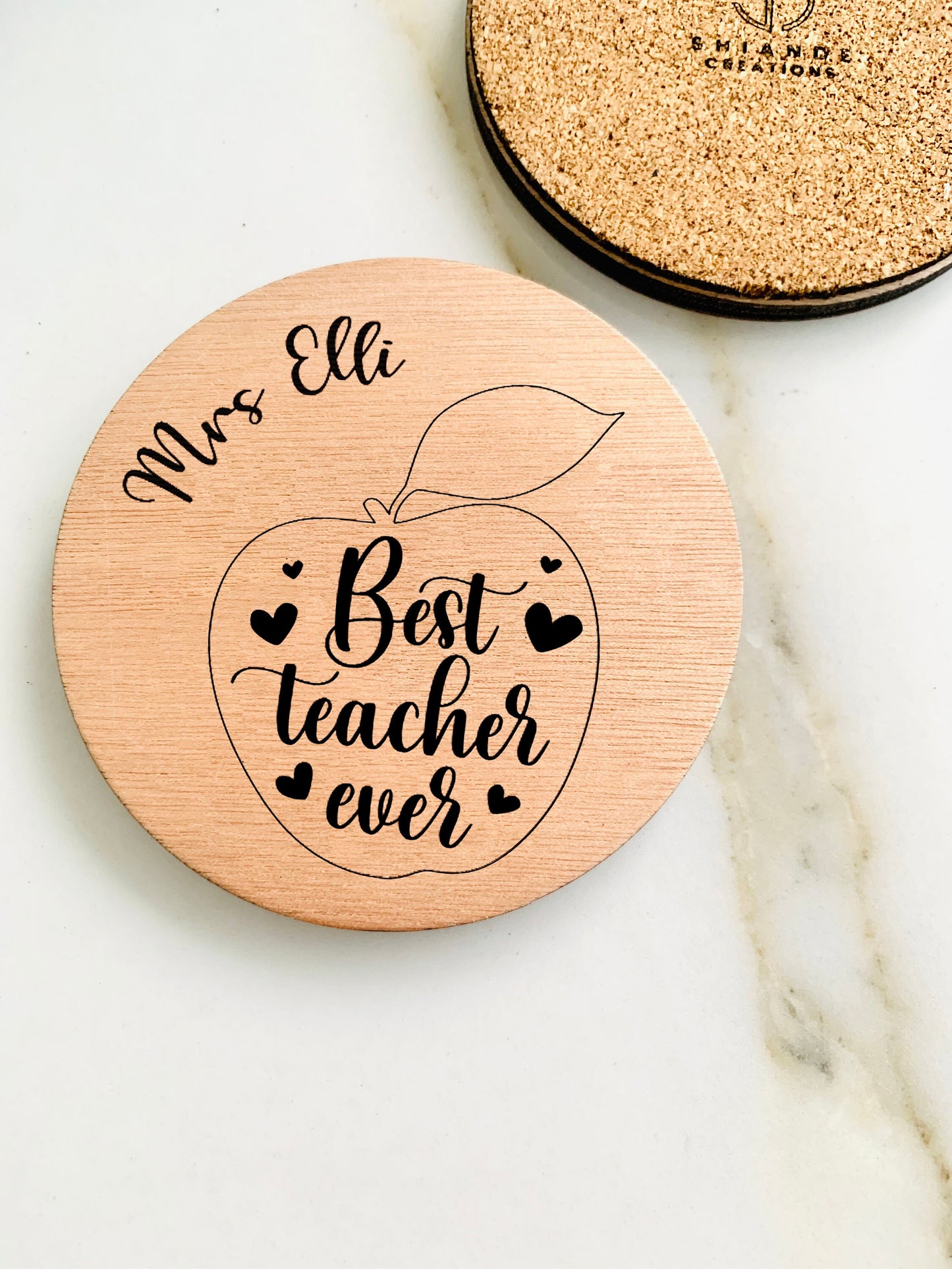 Best Teacher Gift Coaster Personalized, Wood Name Thank You Teacher Gift, Custom Teacher Appreciation Gift, Thank you Special School Teacher gift