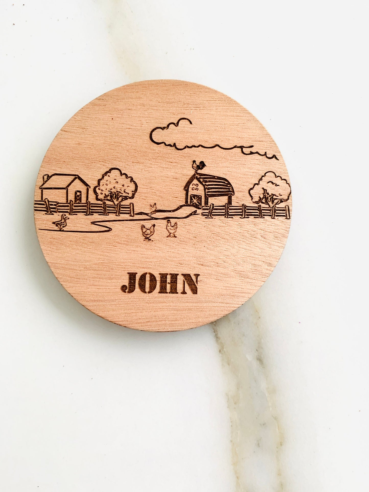 Name Farm Wood Coaster Personalized, Family Names Coasters, Hobby Profession Gift, Custom Engraved Wood Coasters, Mothers BirthDay Family Gift