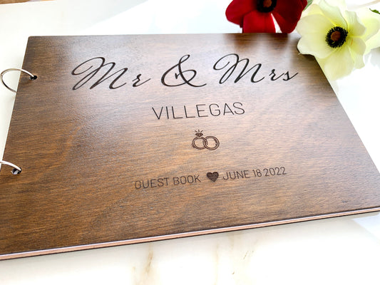 Personalised wooden wedding guest book Alternative Wood Cover Guestbook, Custom Guest Book Scrapbook Photo Album, Rustic Wedding Decor