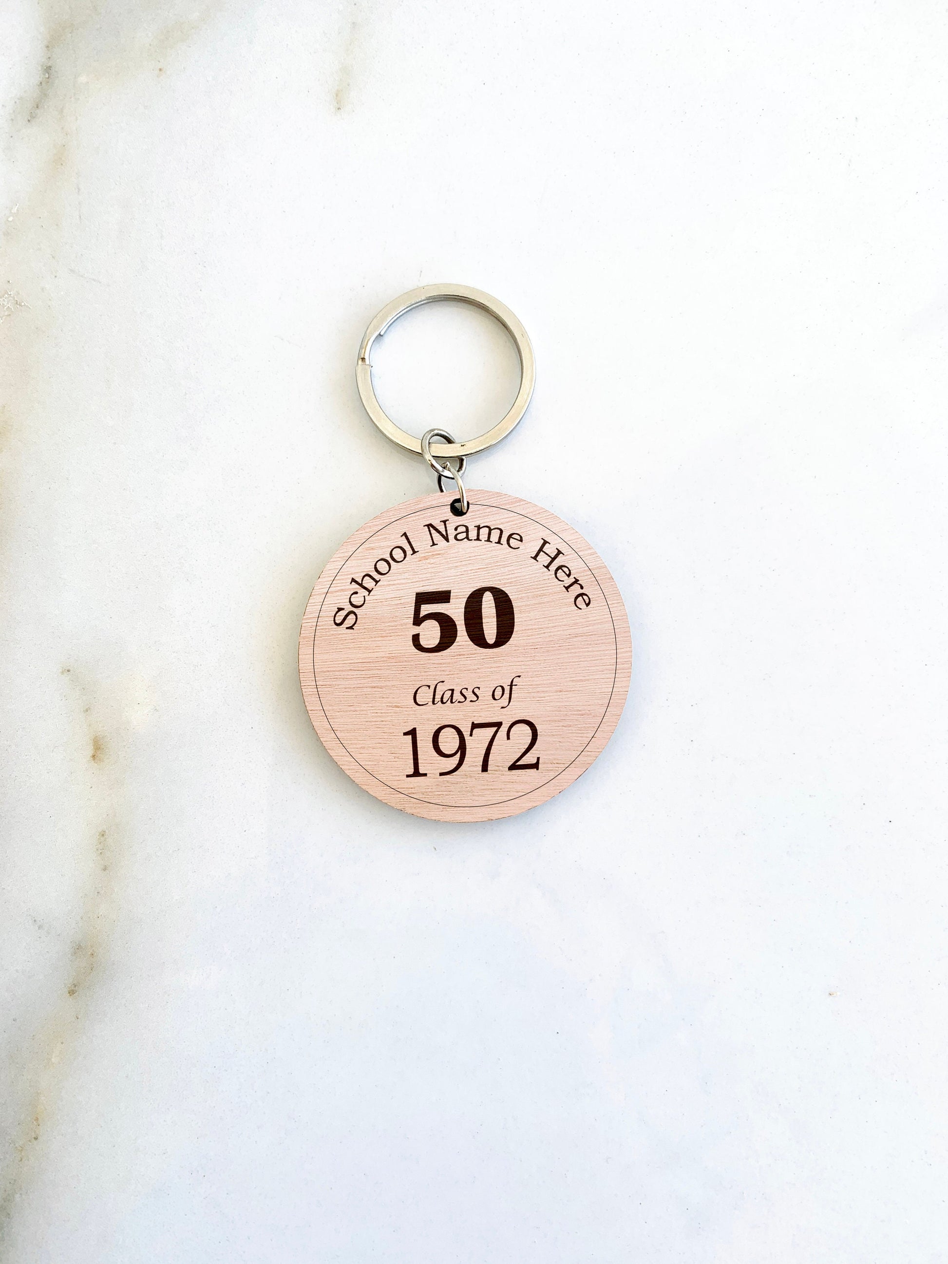 Class Reunion Favors in Bulk, Reunion Coasters, Sign Tags & Keychains, Custom Class Name Logo Tags, 50 year class reunion décor