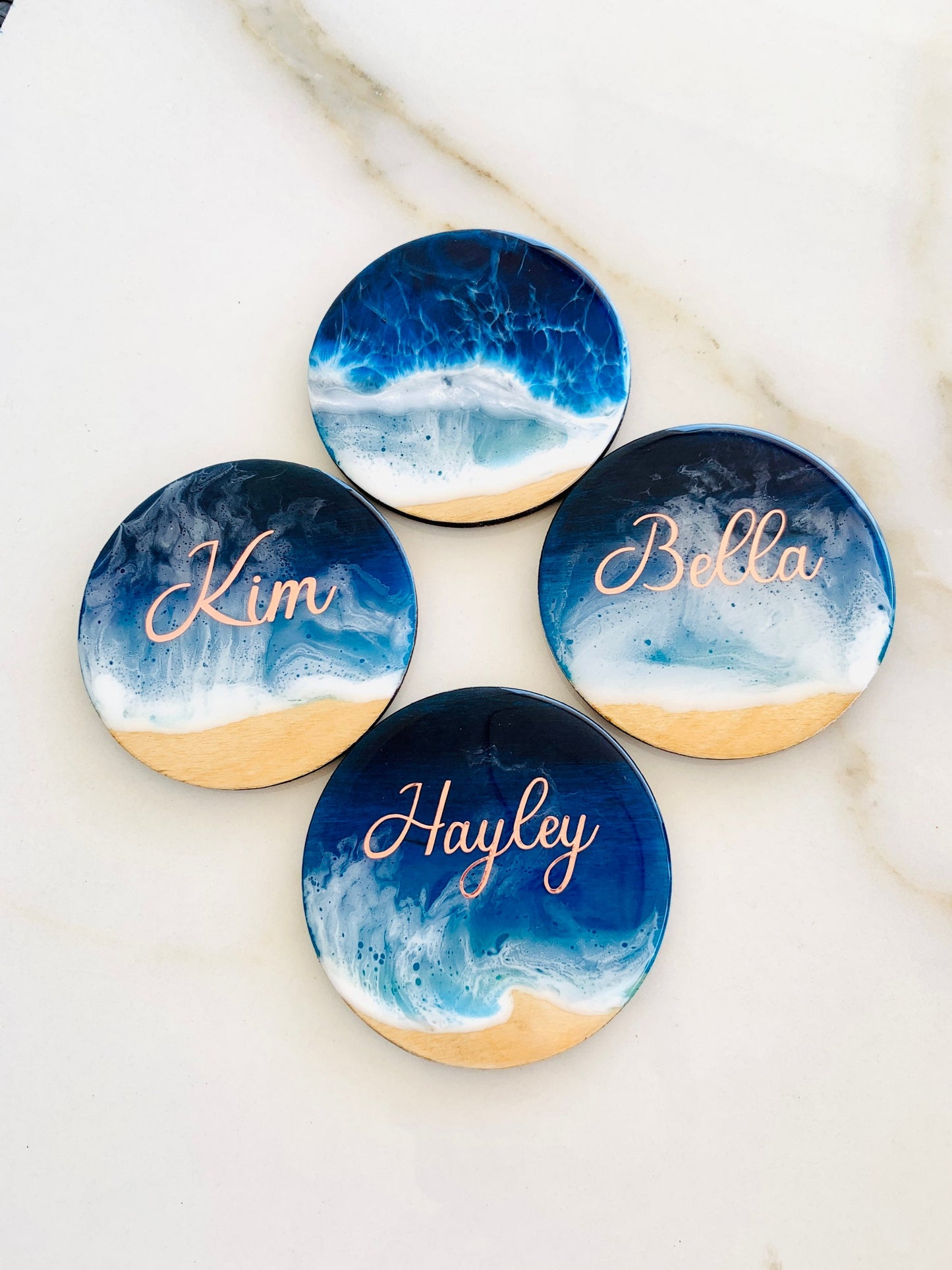 Resin Ocean Coasters, Personalized 3D Ocean Epoxy Resin Coaster, Beach Wave Coasters, Blue Ocean Coasters, Drink Beer Mat, Housewarming Gift