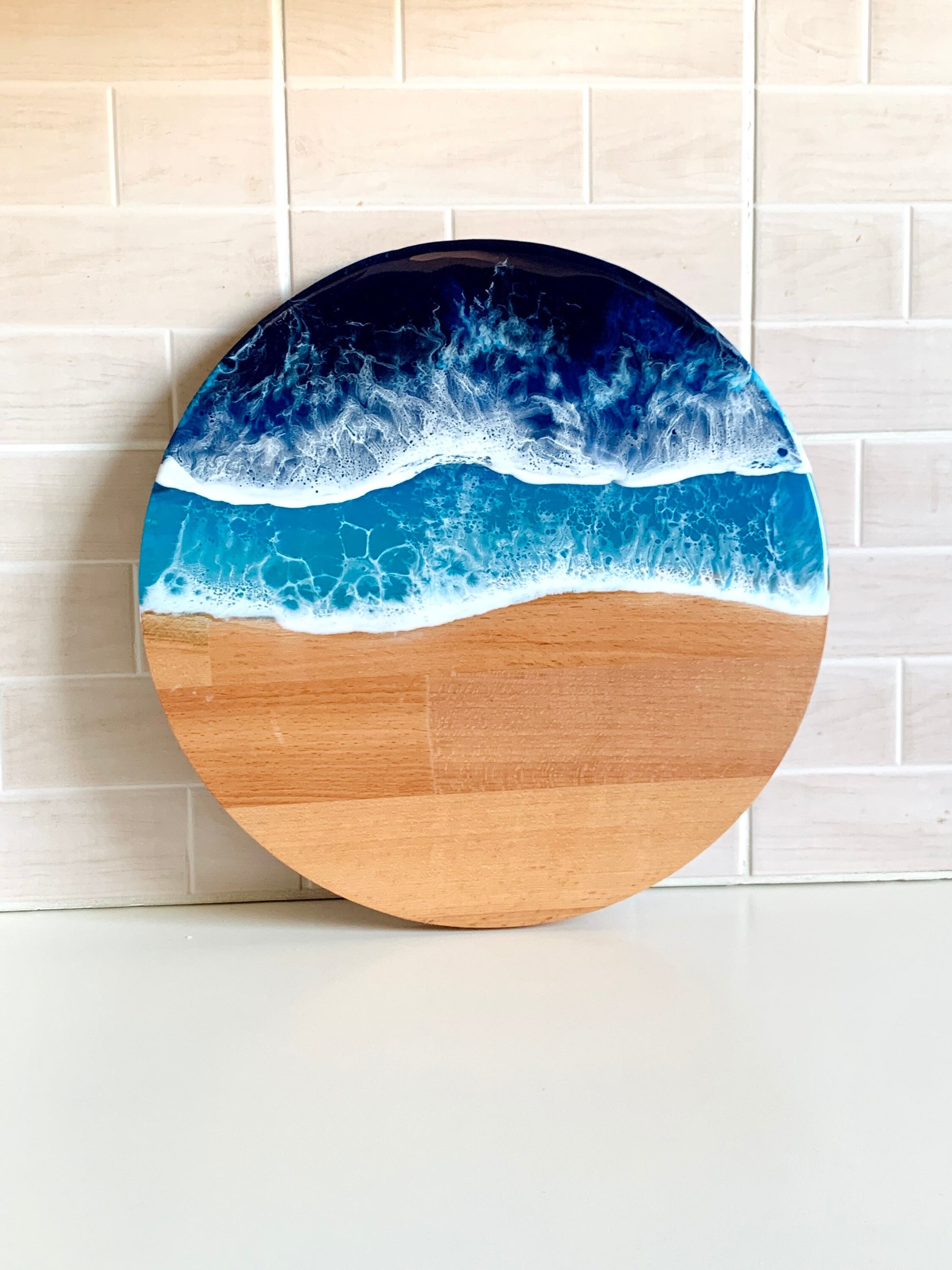 Personalized Resin Ocean Wall Art, Wood Chopping Board Engraved, Ocean Resin cheese cutting board, or a piece of hanging art, 3D Ocean waves