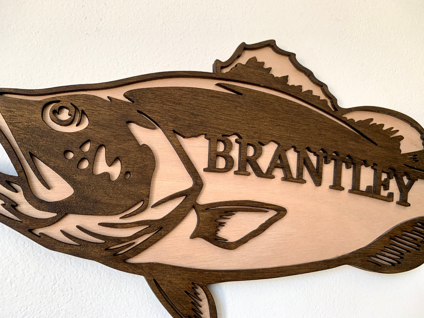 Fish Wood Name Sign Personalized Bass Fishing Wood Monogram, Fishing Gifts for Men, Wood Fish Sign, Custom Fishing Wood Sign, Fisherman Gift