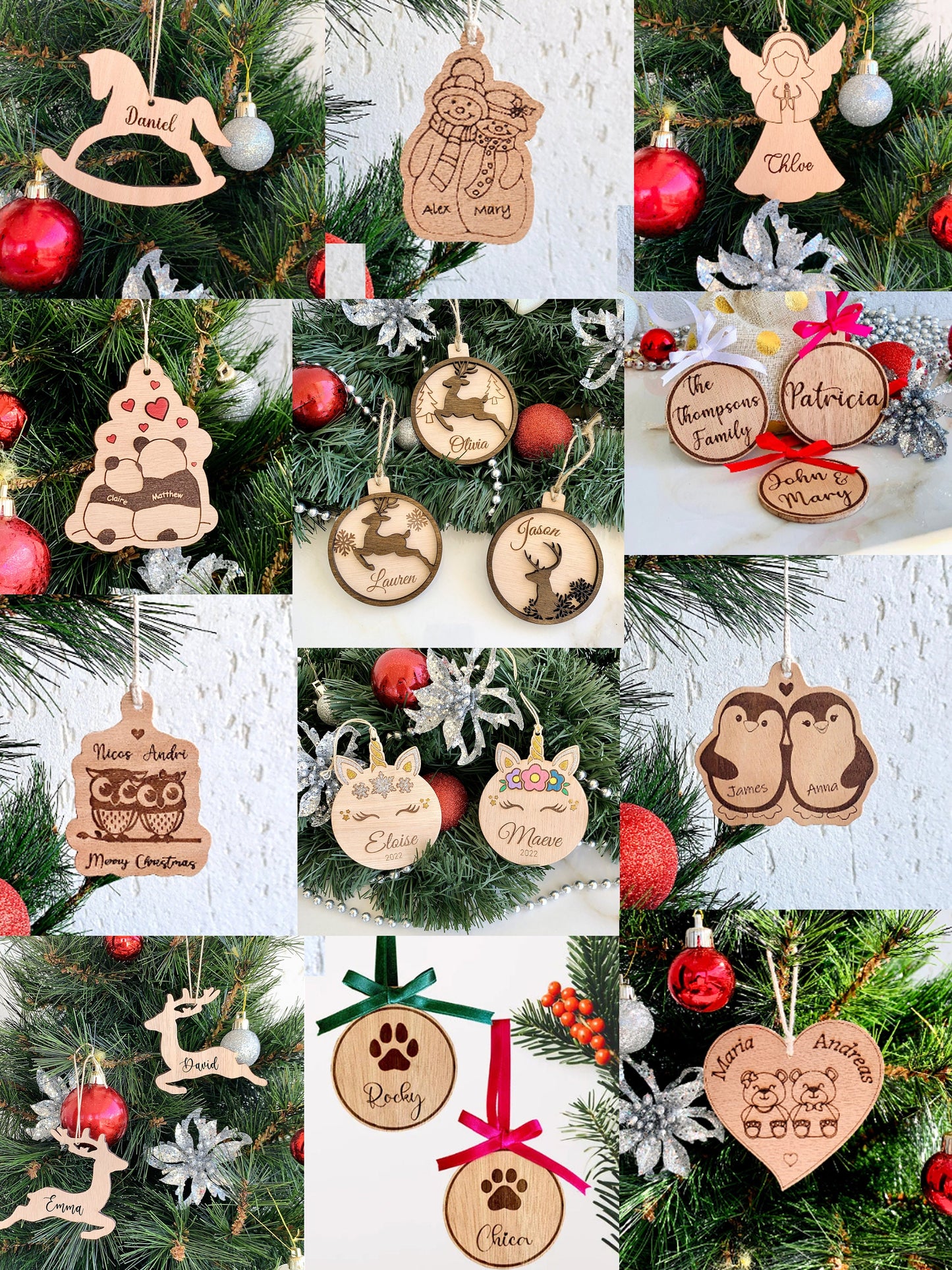 Personalized Christmas Ornaments Wooden Engraved Christmas Décor