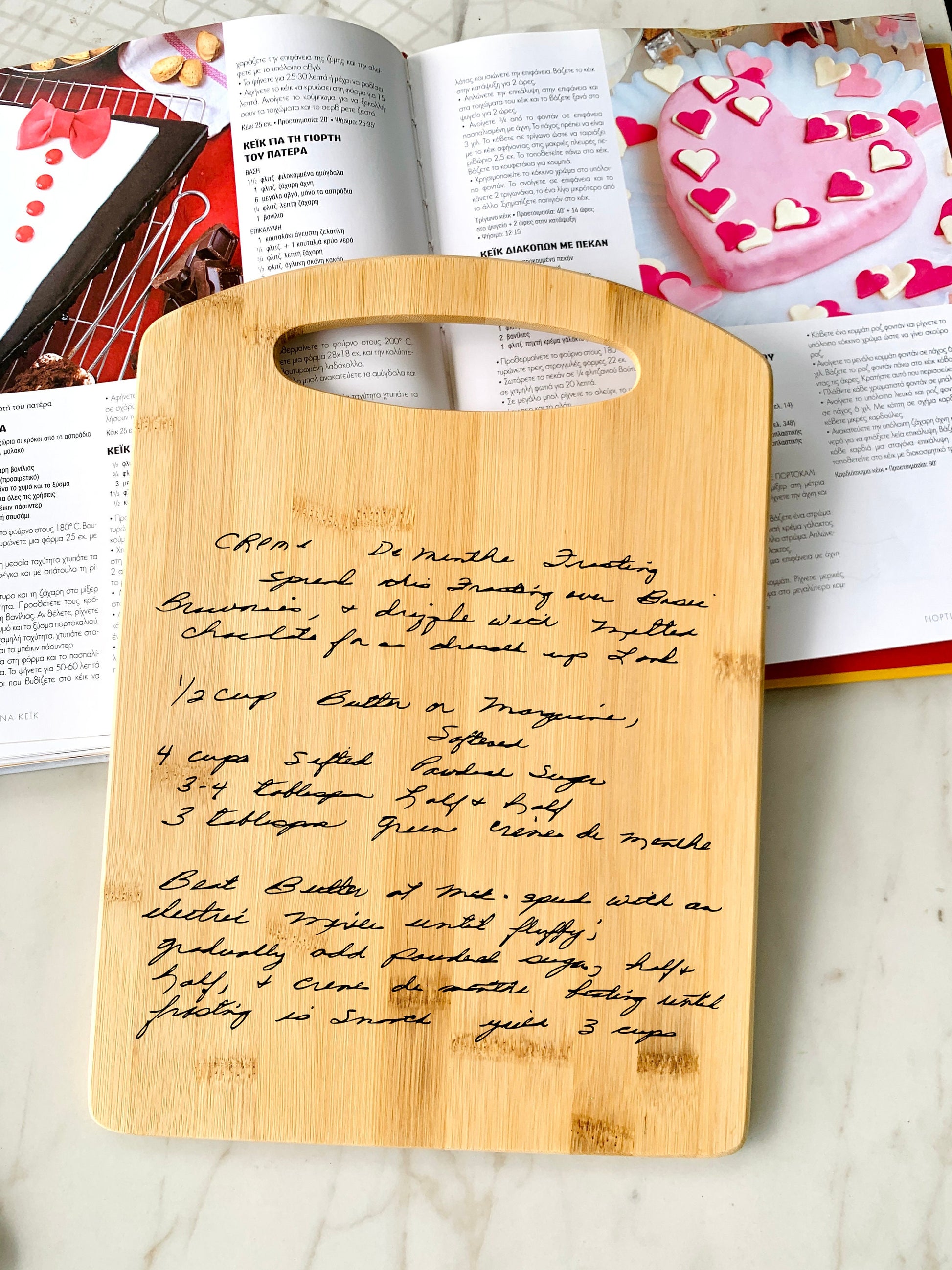 Handwritten Recipe Cutting Board Bamboo Personalized, Handwriting recipe Cutting board, Recipe chopping board, Engraved Custom Recipe Board