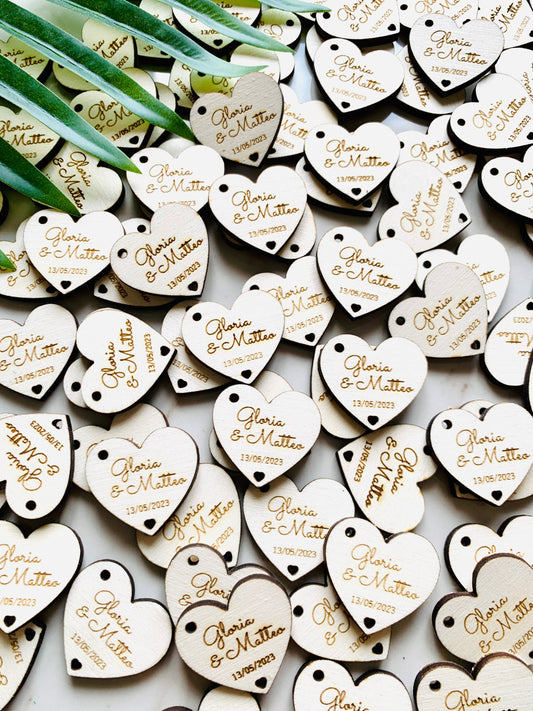 Wedding Favor Wood Tags Personalised, Wedding Heart Tags, Thank You Wedding Favor, Bridal Shower Tags, Couples names With Love Favor Tags