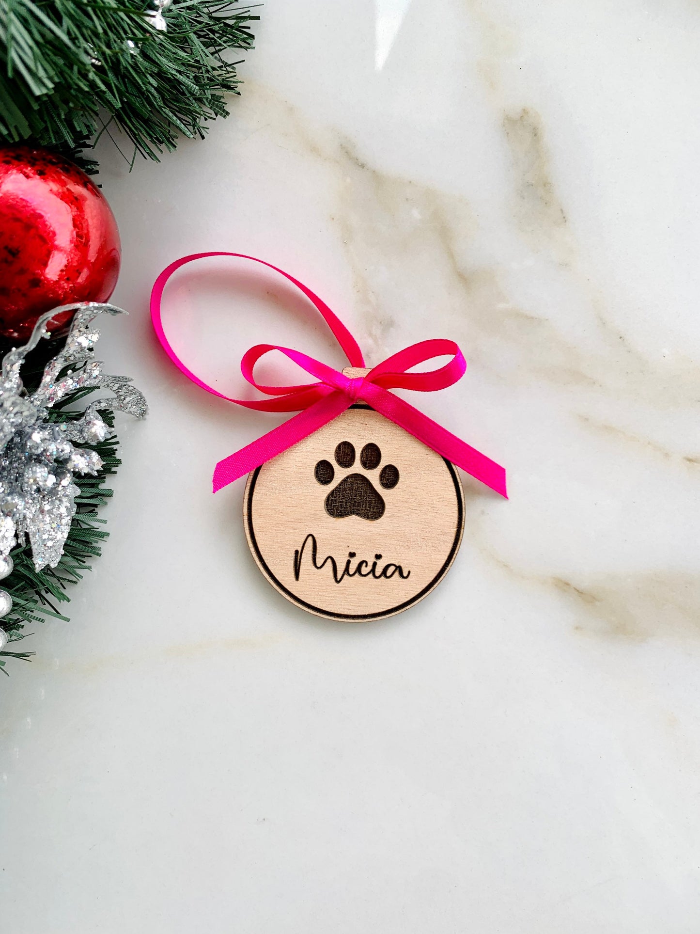 Personalized Pet Christmas Ornament: Custom Paw Print Memorial Bauble
