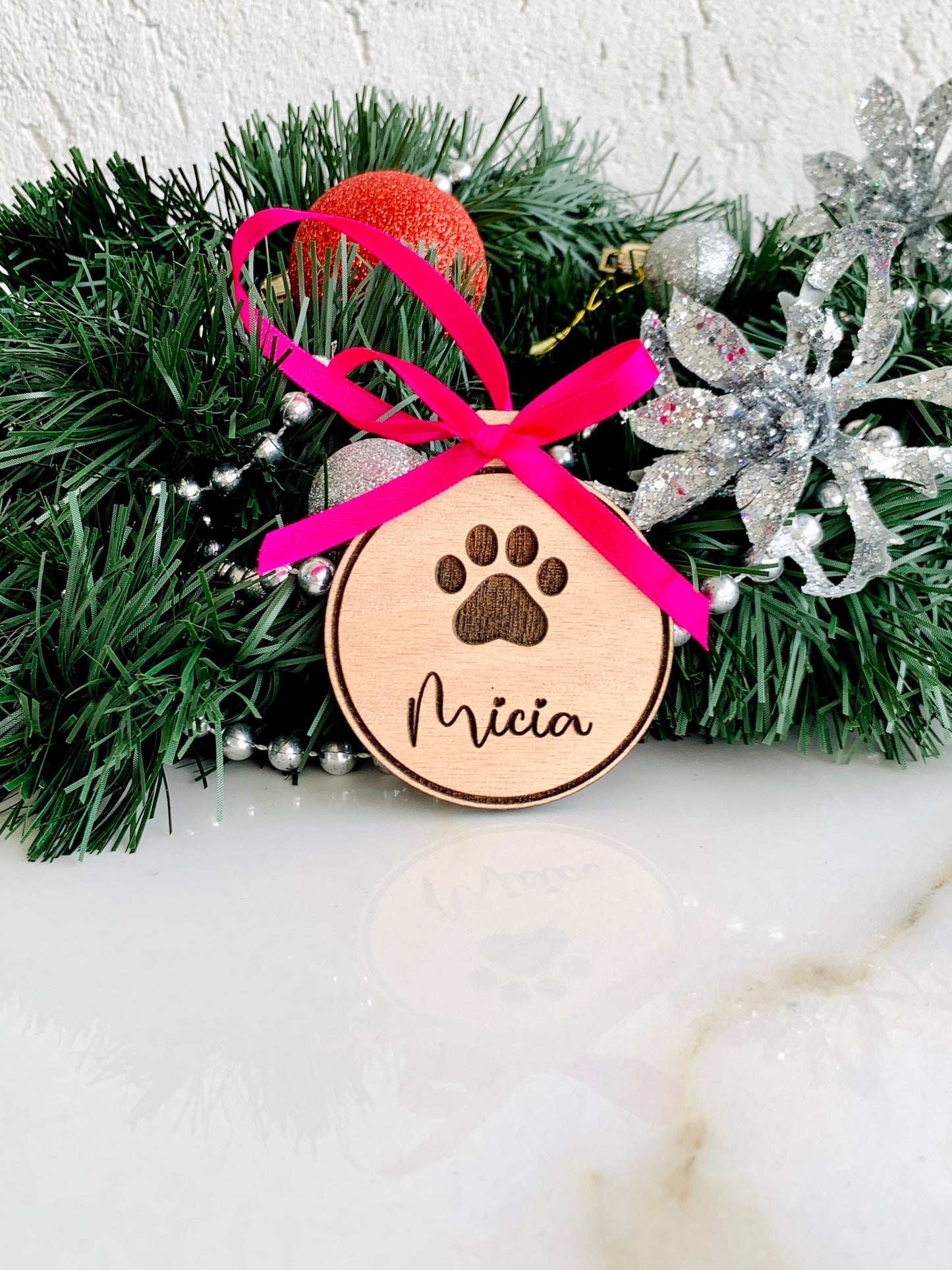 Personalized Pet Christmas Ornament: Custom Paw Print Memorial Bauble