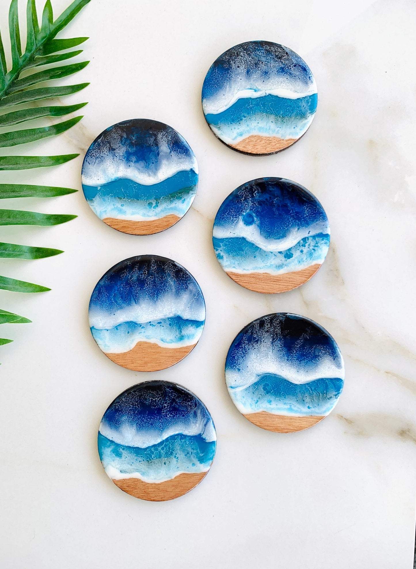 Resin Ocean Coasters, Personalized 3D Ocean Epoxy Resin Coaster, Beach Wave Coasters, Blue Ocean Coasters, Drink Beer Mat, Housewarming Gift