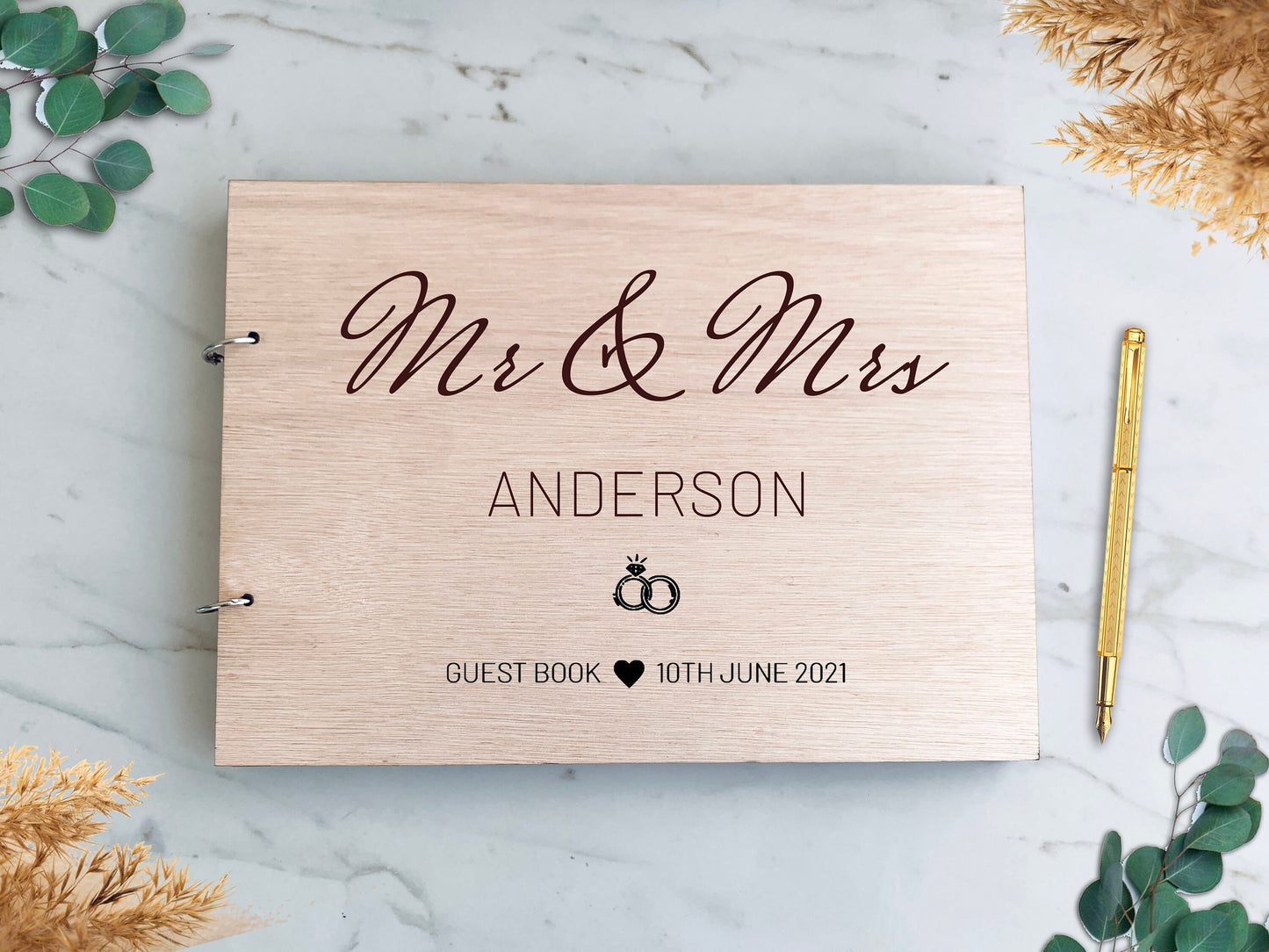 Guest Book Alternative, Wedding Guest book, Personalized Wood Cover Guestbook, Custom Guest Book Scrapbook Photo Album, Rustic Wedding Decor