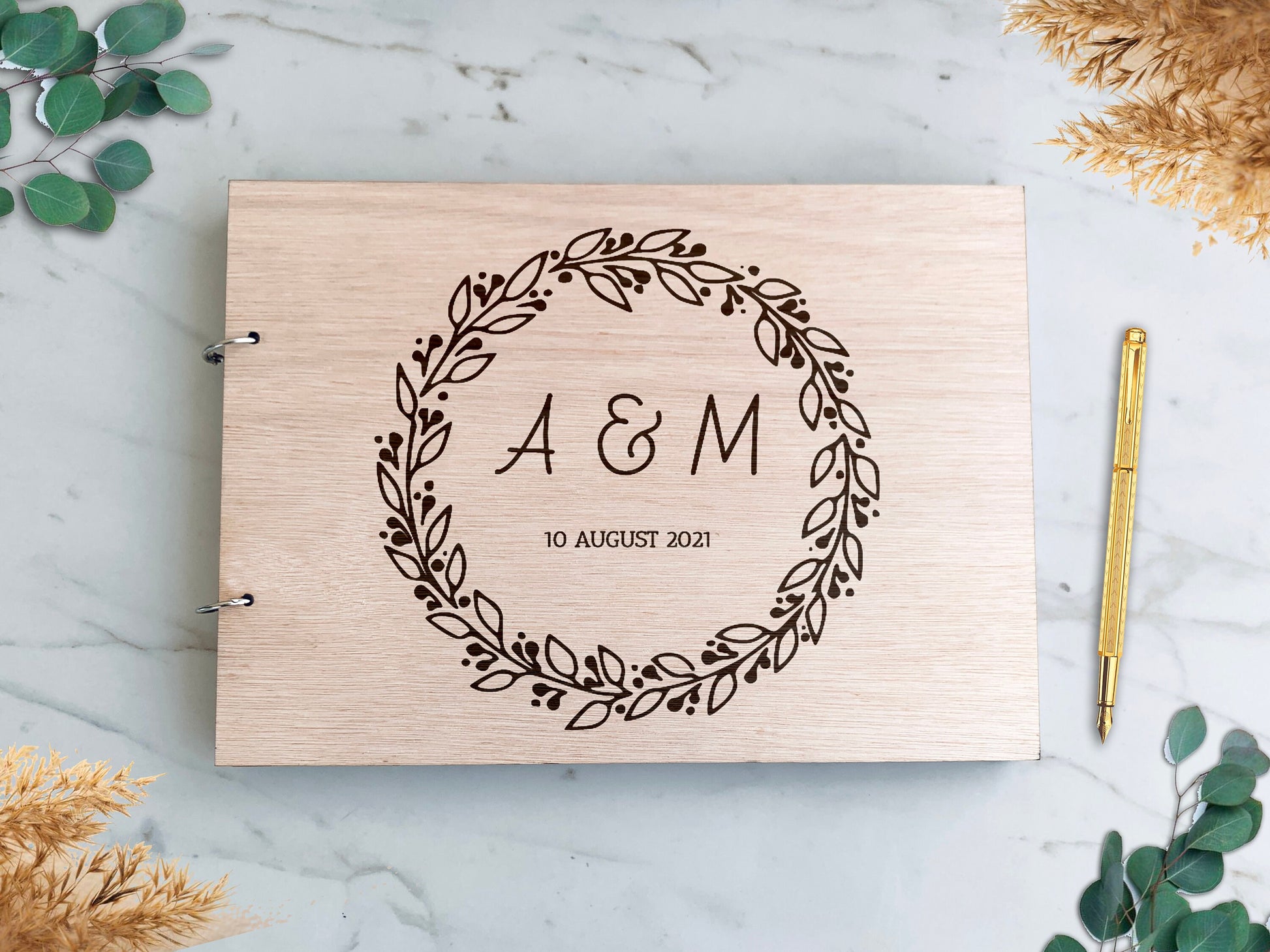 Guest Book Alternative, Wedding Guest book, Personalized Wood Cover Guestbook, Custom Guest Book Scrapbook Photo Album, Rustic Wedding Decor