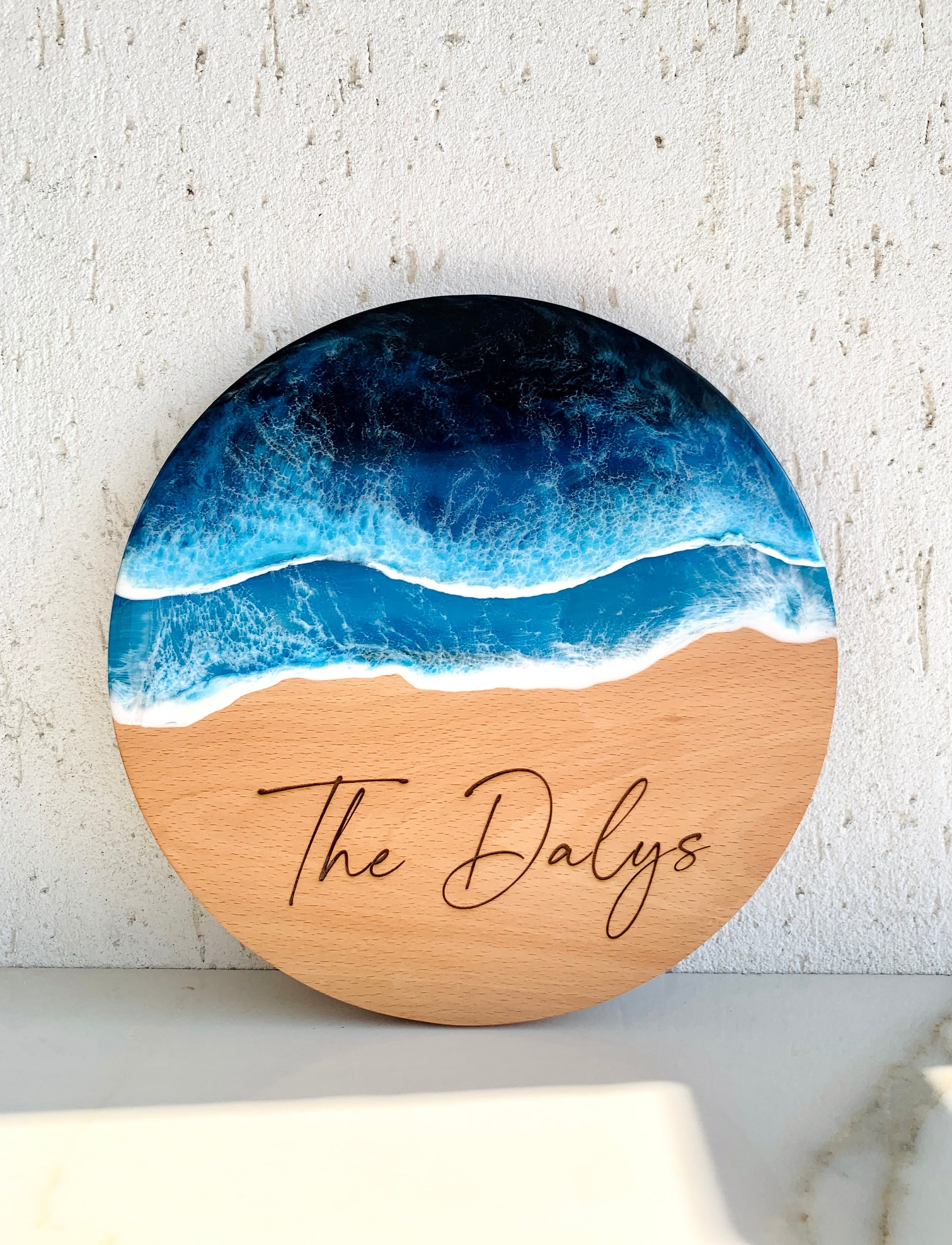 Personalized Resin Ocean Wall Art, Wood Chopping Board Engraved, Ocean Resin cheese cutting board, or a piece of hanging art, 3D Ocean waves