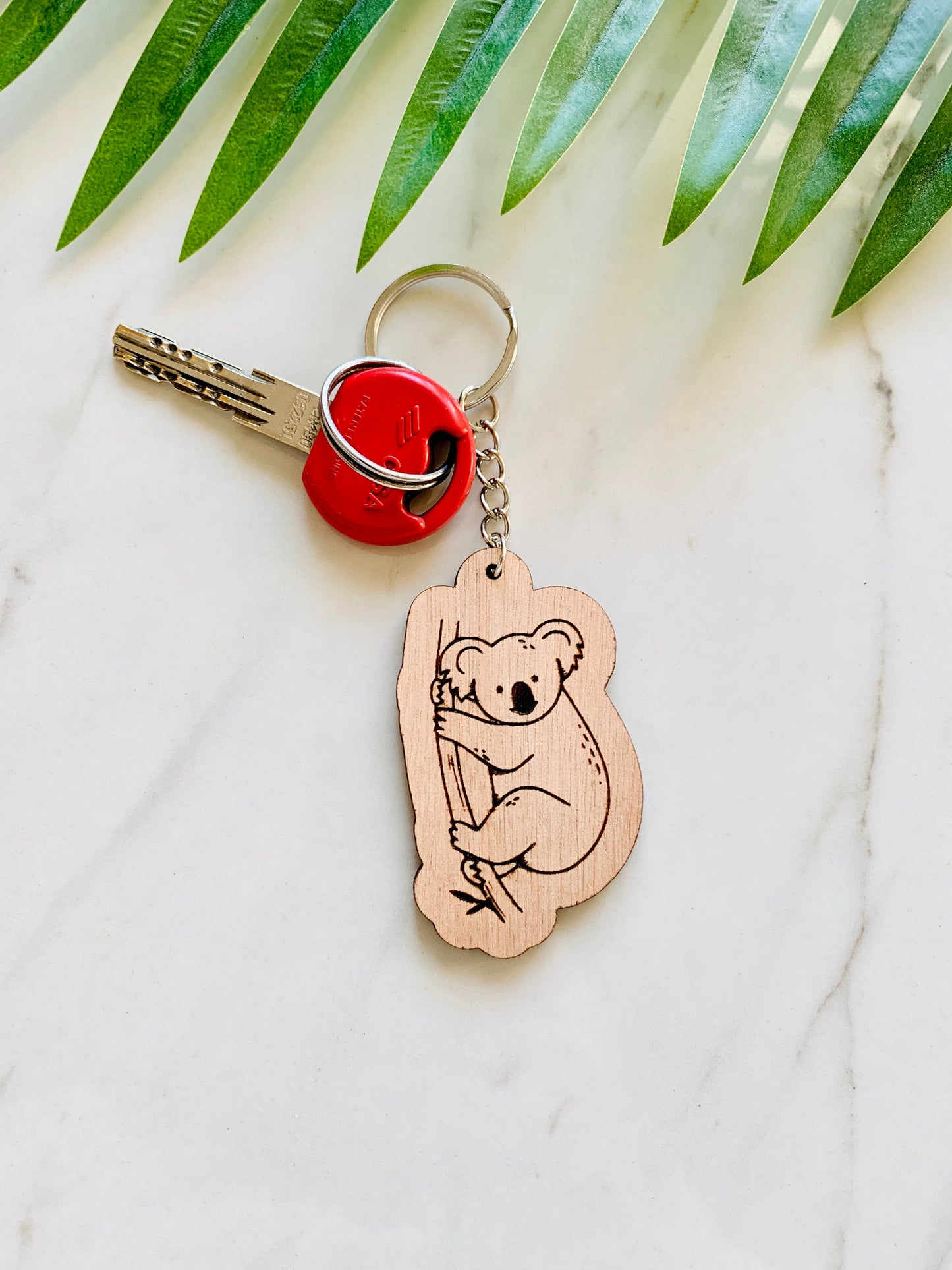 Koala Bear Keychain Personalized Gift, Koala Name Keyring, Koala Gift Custom Engraved Wood Koala Keyholder, Koala Backpack Charm, Koala Tags