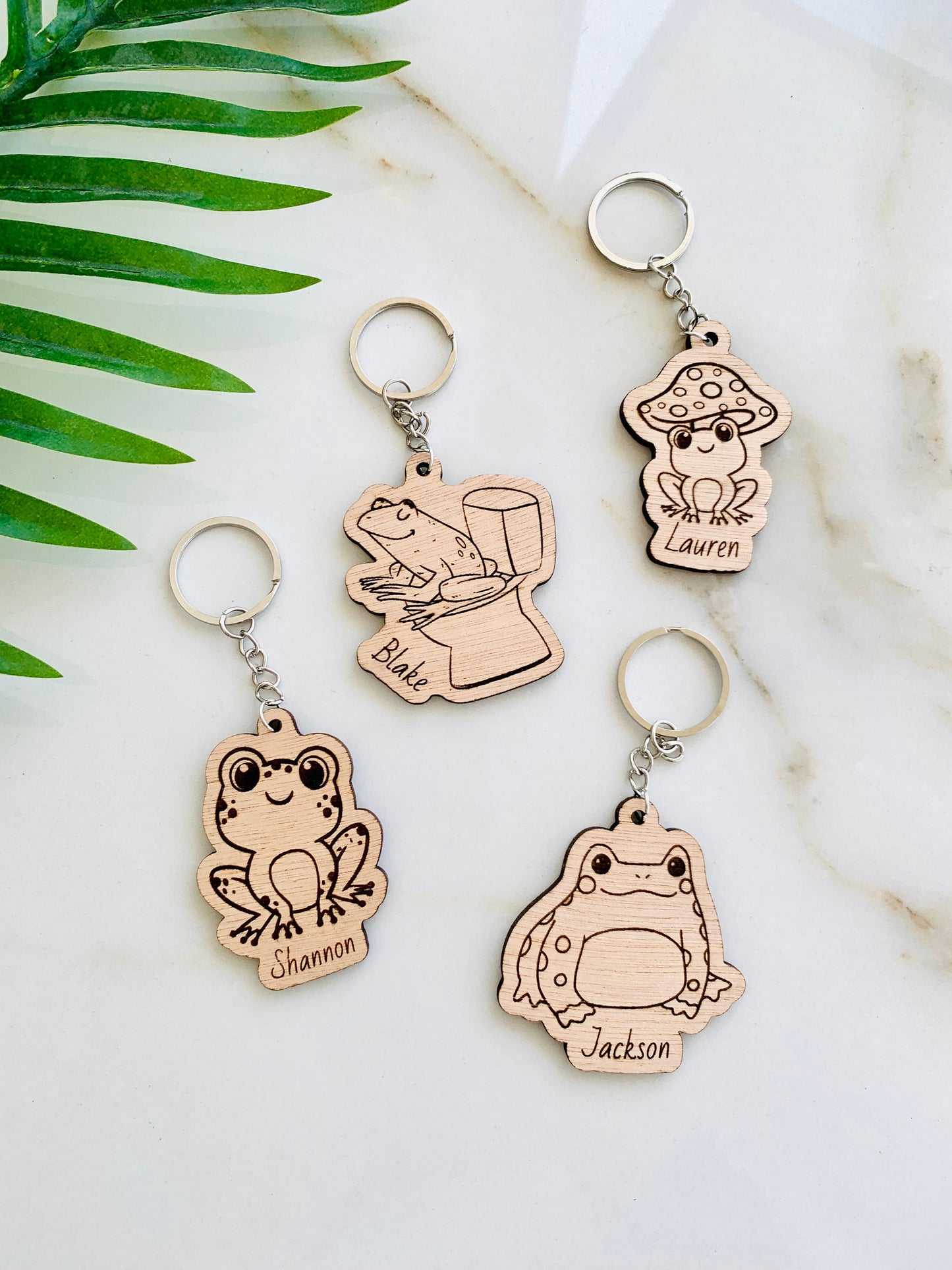 Frog Mushroom Keychain Personalized, Frog keyring, Name Frog on Toilet, African dwarf frog, Frog Gifts, Frock Backpack Charm, Frog Name Tags