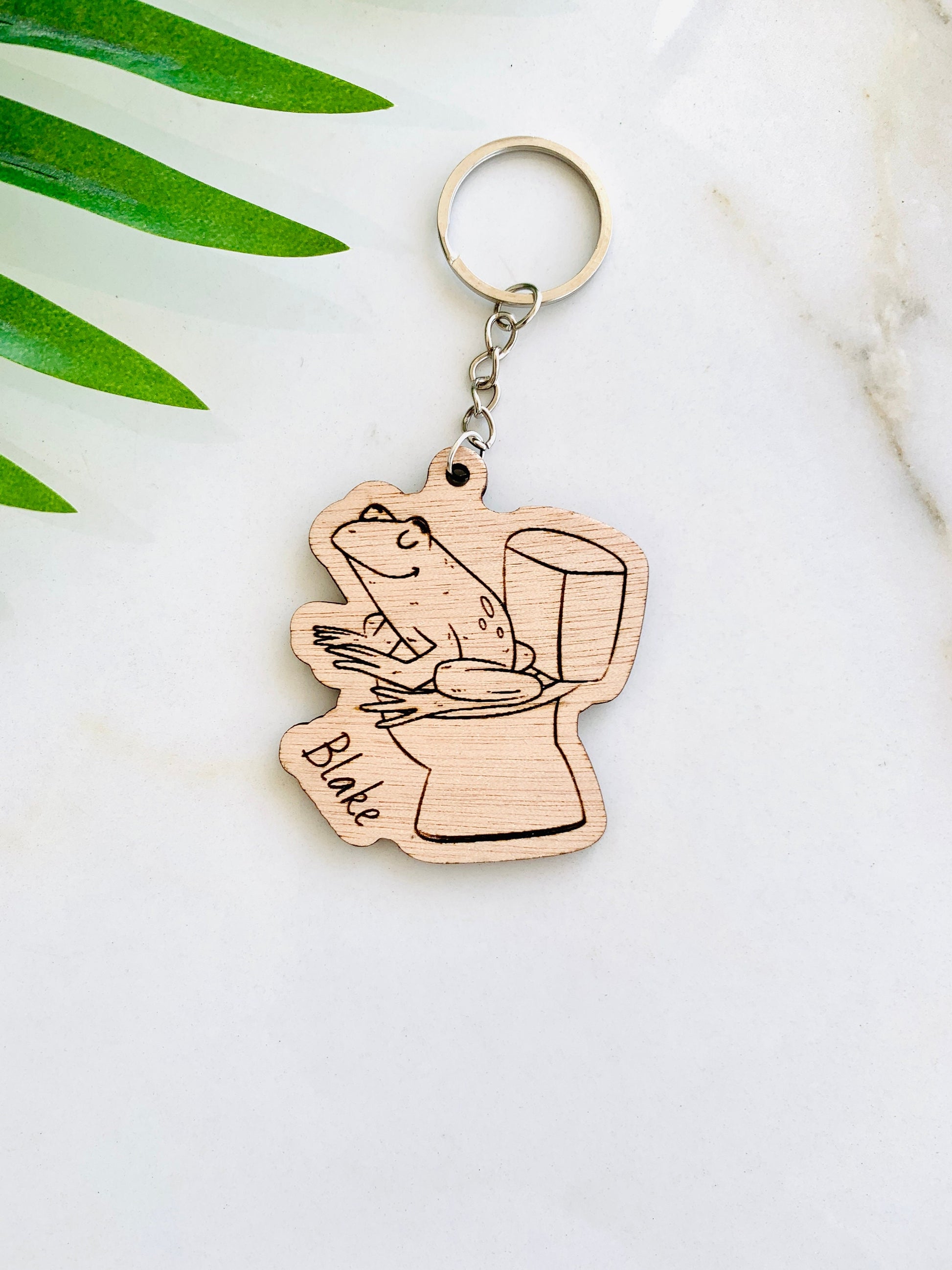 Frog Mushroom Keychain Personalized, Frog keyring, Name Frog on Toilet, African dwarf frog, Frog Gifts, Frock Backpack Charm, Frog Name Tags