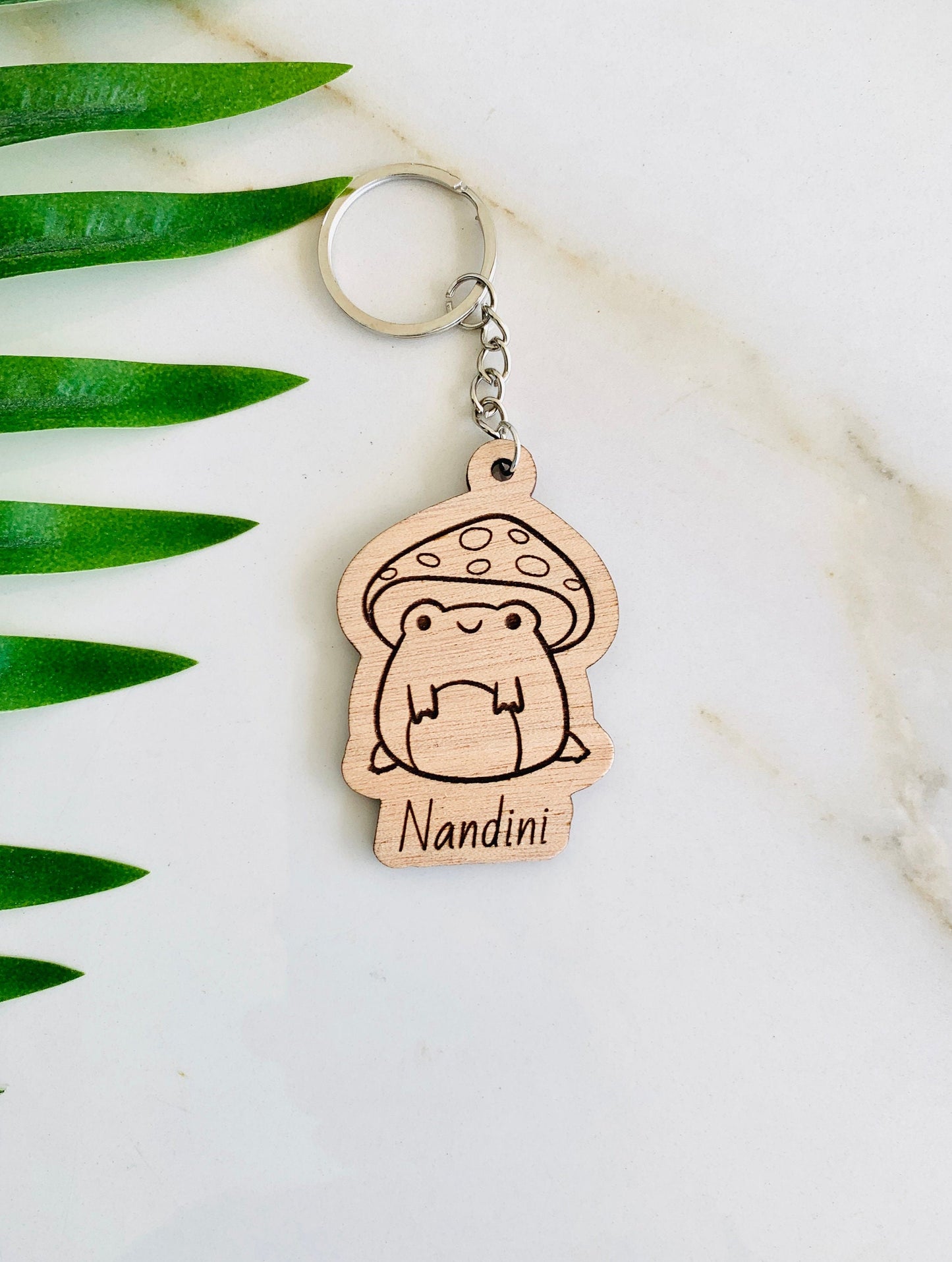 Frog Keychain Personalized, Frog Mushroom keyring, Name Frog on Toilet, African dwarf frog, Frog Gifts, Frock Backpack Charm, Frog Name Tags