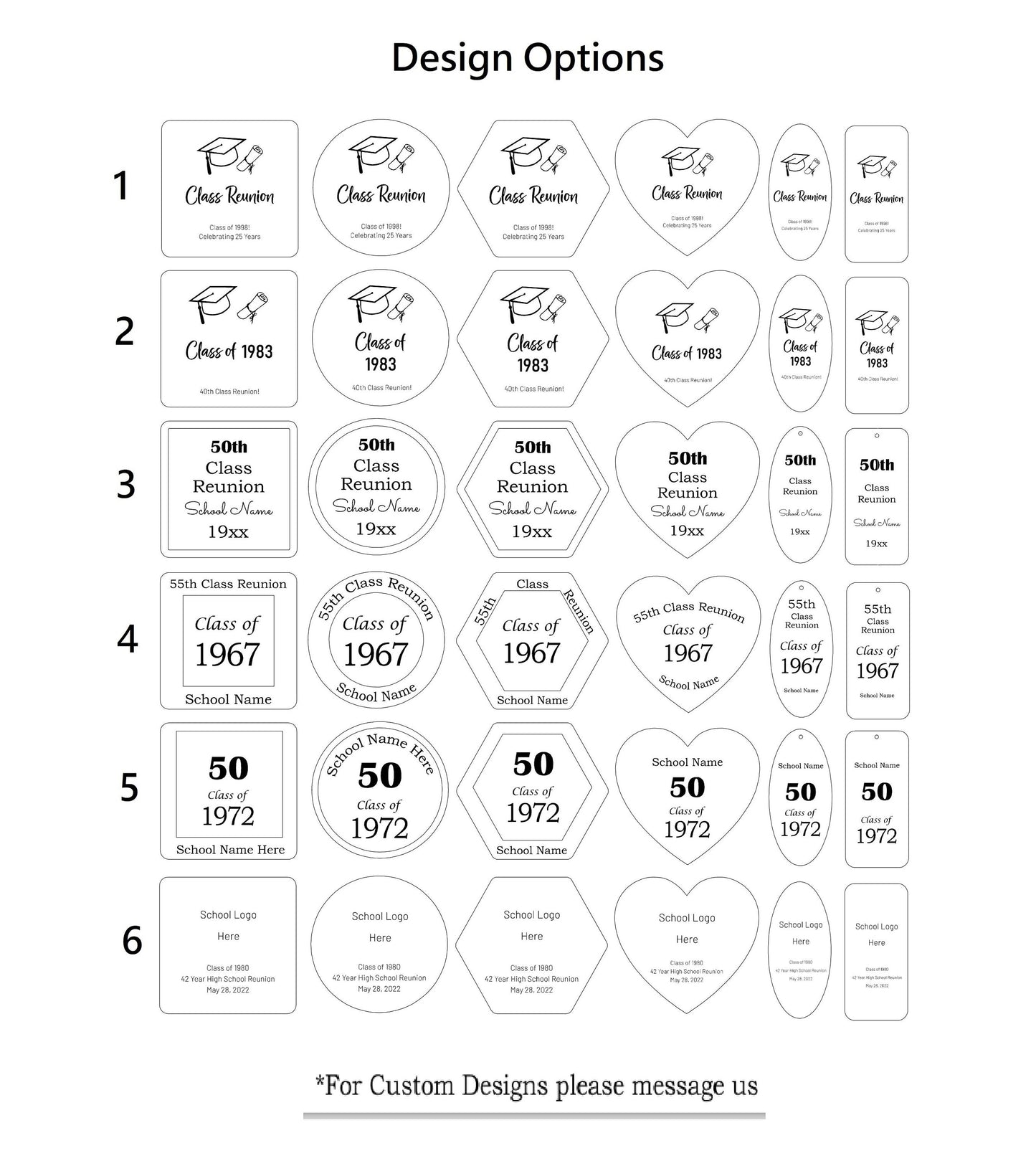 Custom Class Reunion Favors: Engraved Wood Tags, Coasters & Keychains