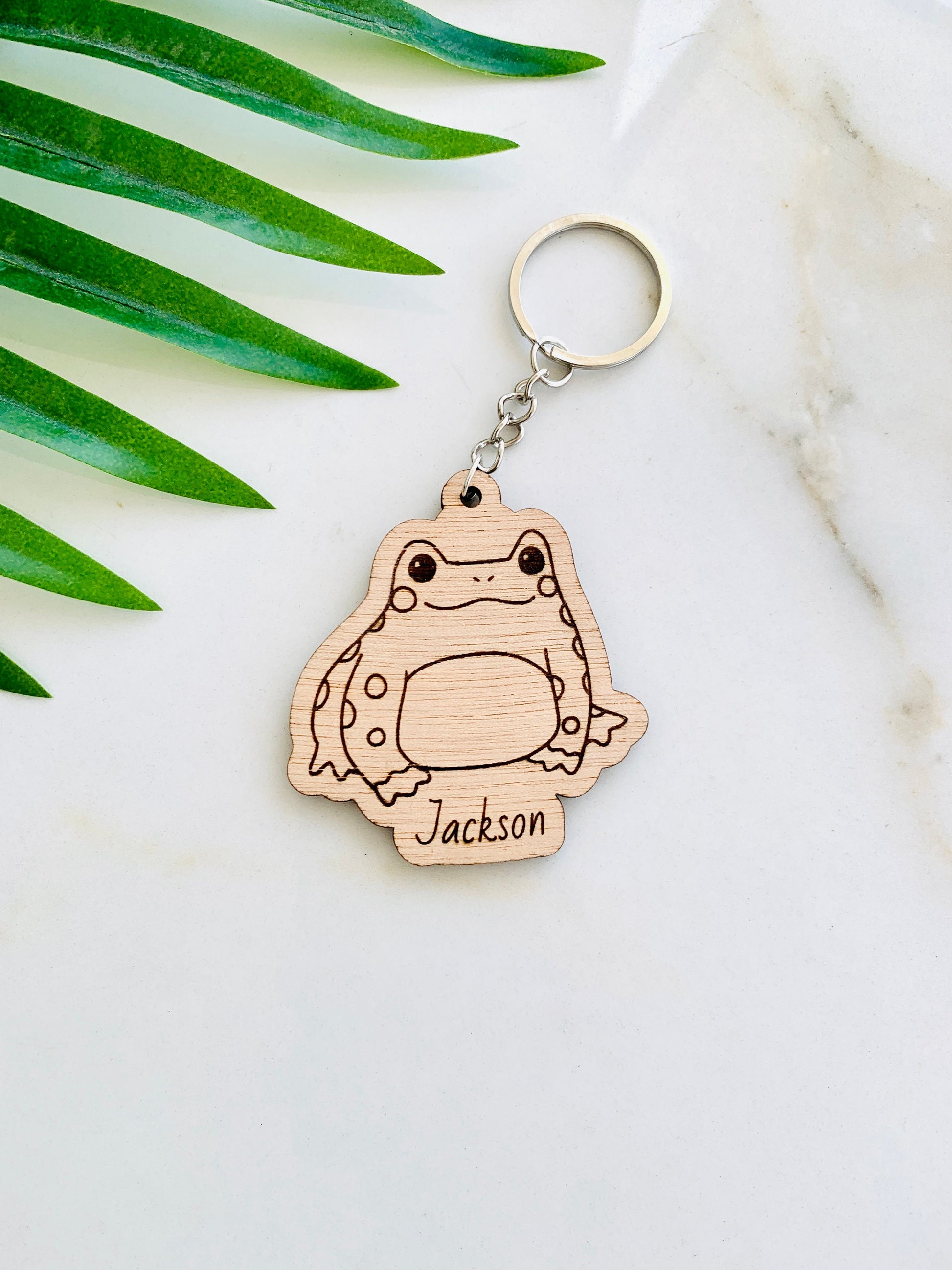 Frog Mushroom Keychain Personalized, Frog keyring, Name Frog on Toilet, African dwarf frog, Frog Gifts, Frock Backpack Charm, Frog Name Tags