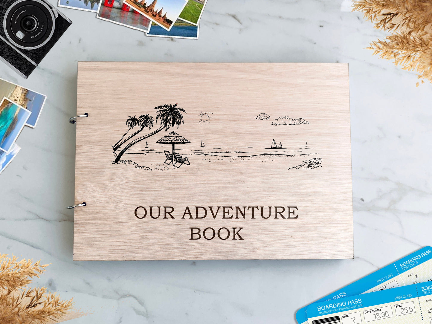 Our Adventure Book Photo Album Engraved Wood Cover Polaroid Instax Memories Book, Photo Adventure Book Couples Adventure Scrap Book, River Adventure Book, Waves Adventure Book, Water Adventure Book, Couples Adventure Book