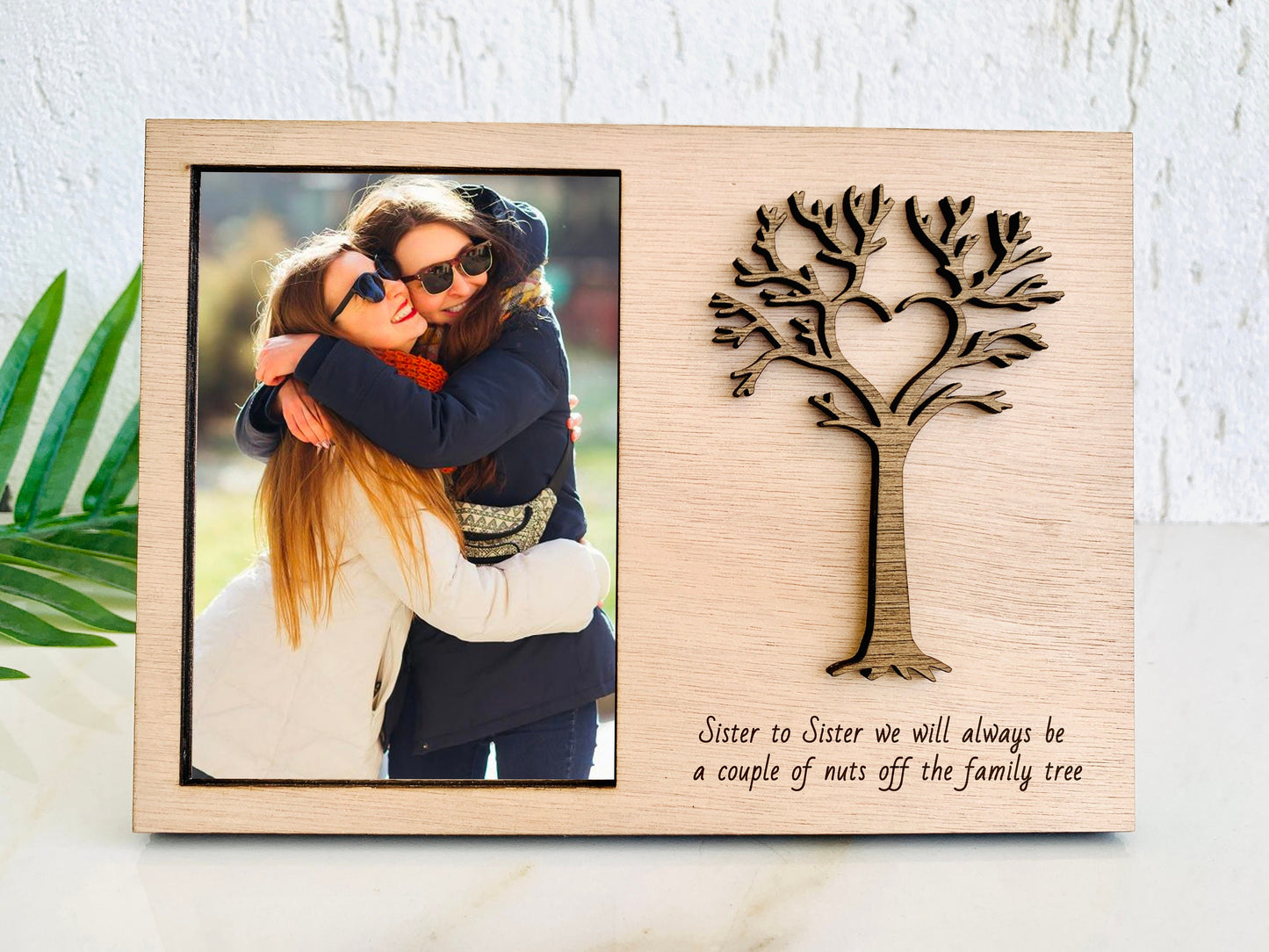 Sister Picture Frame Personalized Gift for Sister from Sister, Custom Wooden Engraved Laser Cut Photo Frame, Sister Unique Gift from Sister