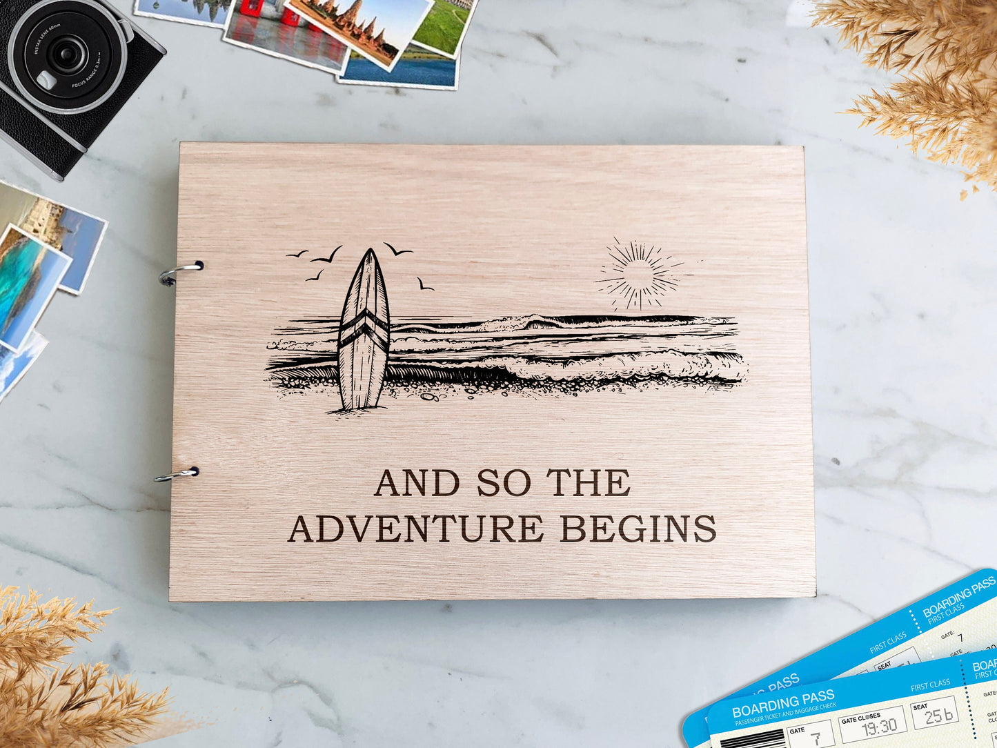 Our Adventure Book Photo Album Engraved Wood Cover Polaroid Instax Memories Book, Photo Adventure Book Couples Adventure Scrap Book, River Adventure Book, Waves Adventure Book, Water Adventure Book, Couples Adventure Book