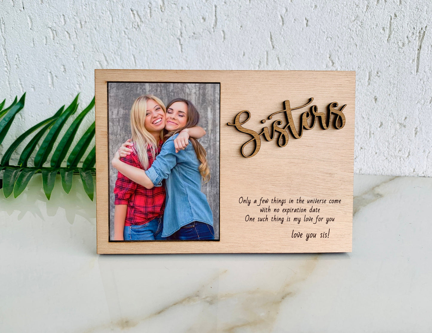 Sister Picture Frame Personalized Gift for Sister from Sister, Custom Wooden Engraved Laser Cut Photo Frame, Sister Unique Gift from Sister