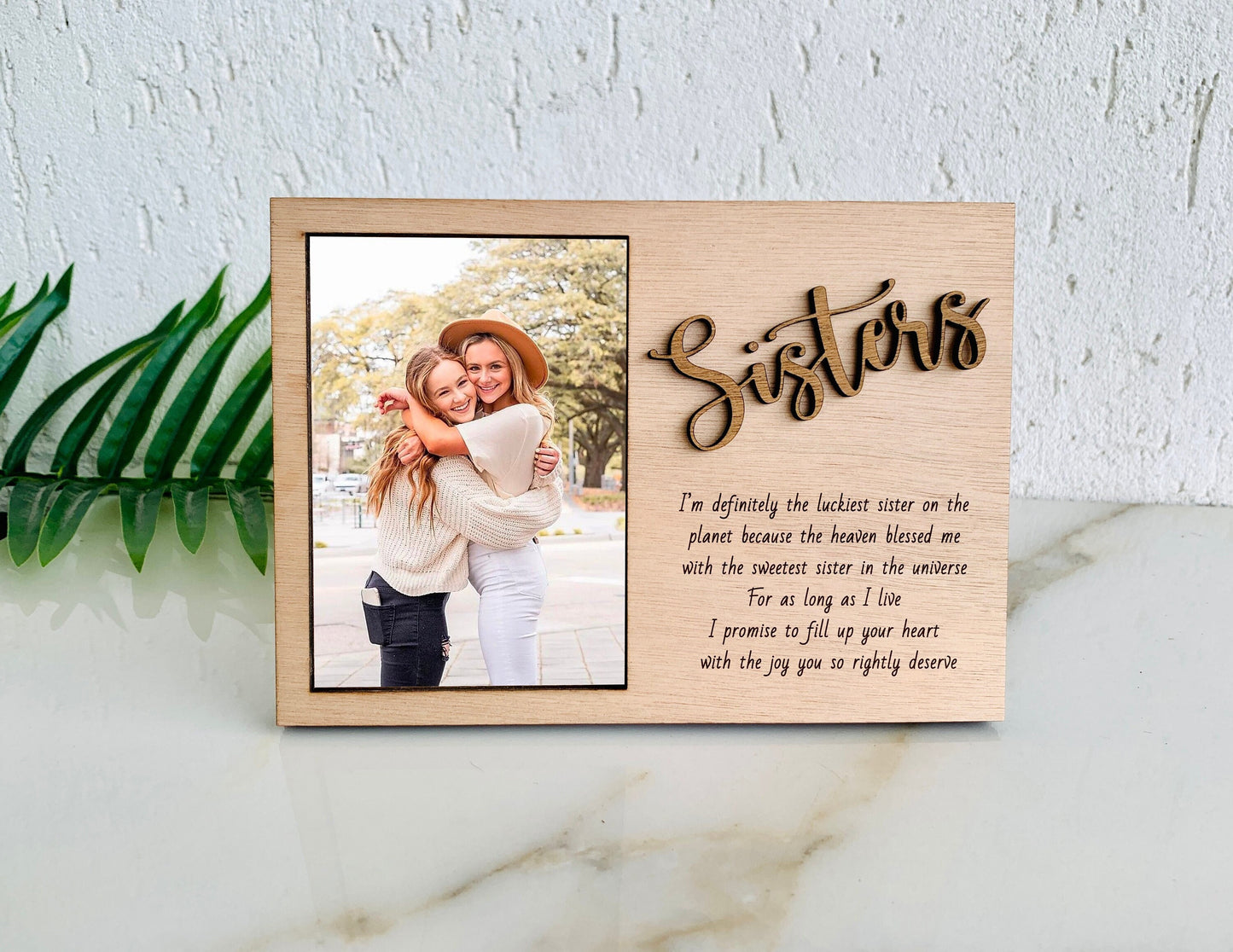 Sister Picture Frame Personalized Gift for Sister from Sister, Custom Wooden Engraved Laser Cut Photo Frame, Sister Unique Gift from Sister