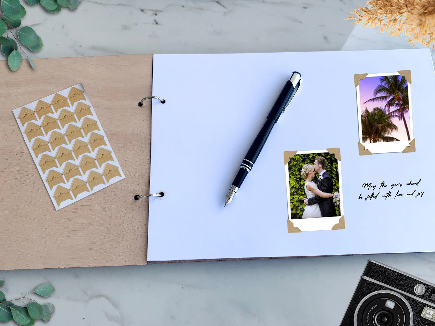 Wedding Guest Book Alternative Personalized Wooden Engraved Visitors Guest Book, Polaroid Instax Photo Wedding Album, Wedding Photo Album