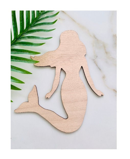 Mermaid Wood Cutouts, Large & Small DIY Wood Mermaid, Mini Tiny Blank Mermaid in Bulk, Unfinished Wood Mermaid Cutout For Crafting and Decor