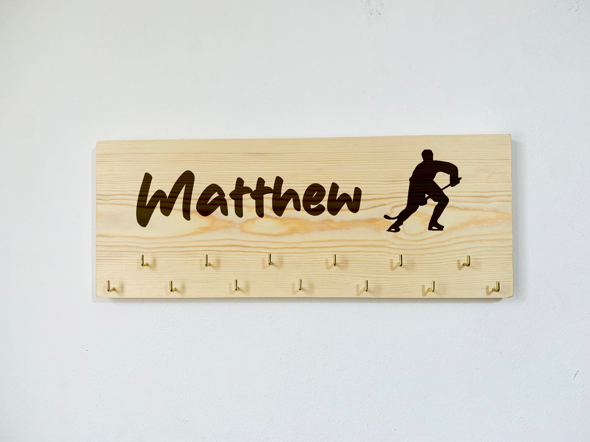 Personalized Wooden Engraved Hockey Medal Hanger, Hockey Awards Organizer, Hockey Gifts, Hockey Decor Wall Art, Hockey Birthday Gift, Coach Gifts Hockey