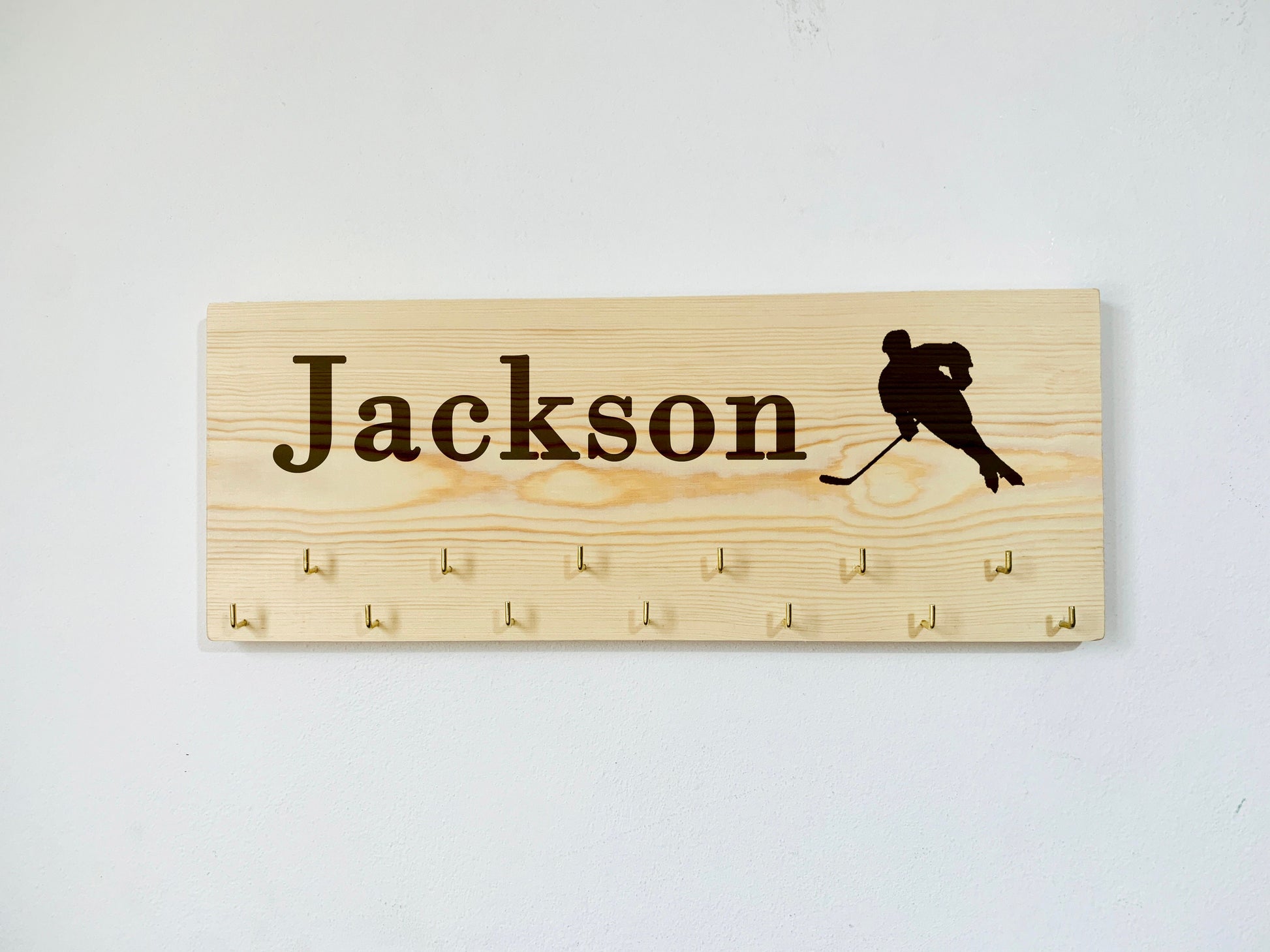 Personalized Wooden Engraved Hockey Medal Hanger, Hockey Awards Organizer, Hockey Gifts, Hockey Decor Wall Art, Hockey Birthday Gift, Coach Gifts Hockey