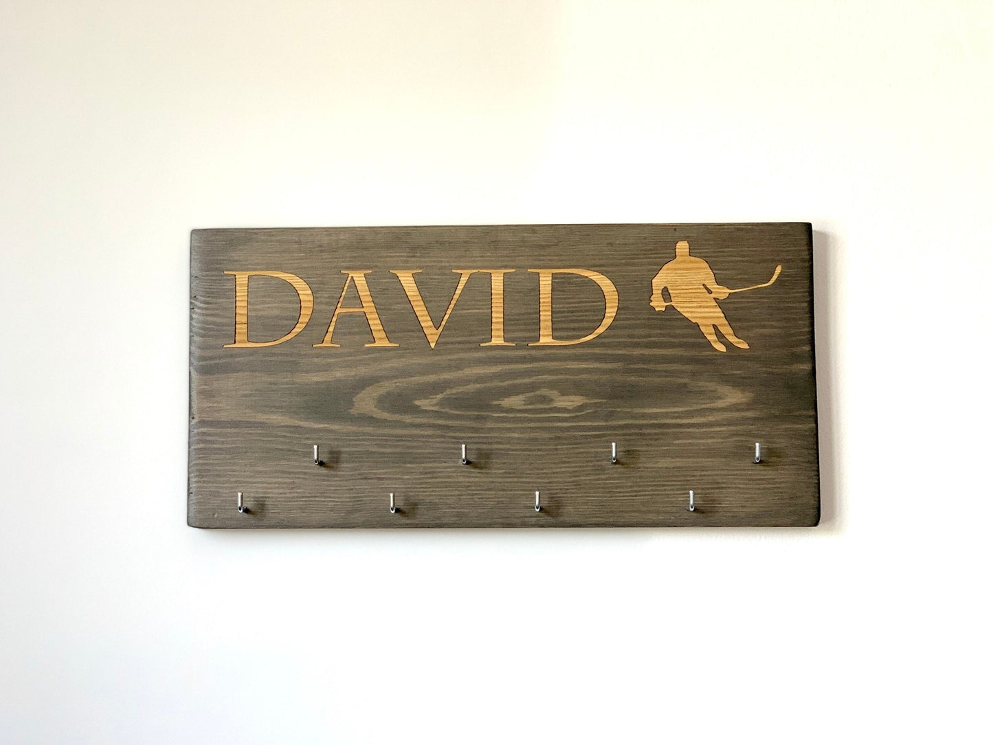 Personalized Wooden Engraved Hockey Medal Hanger, Hockey Awards Organizer, Hockey Gifts, Hockey Decor Wall Art, Hockey Birthday Gift, Coach Gifts Hockey