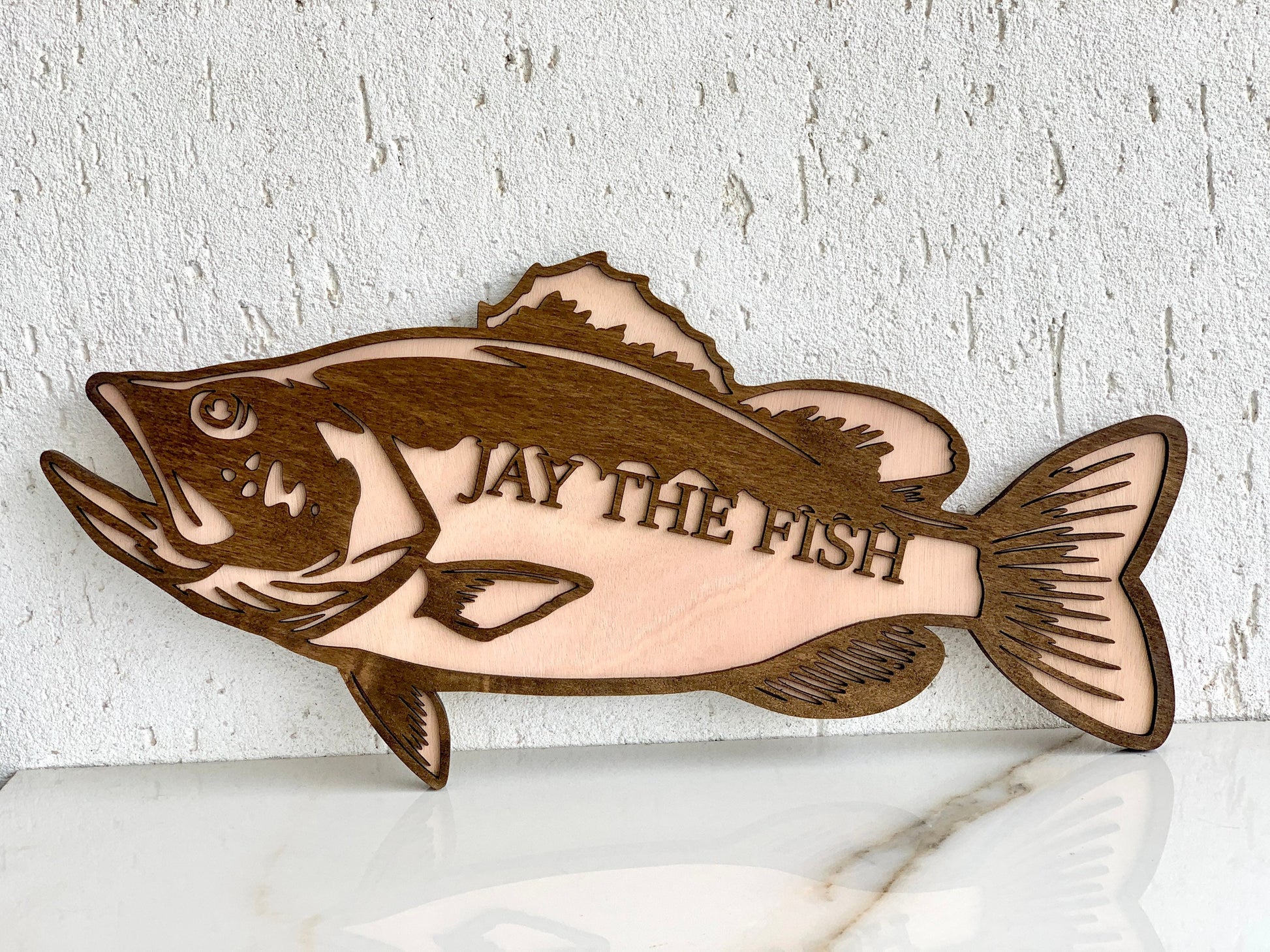 Personalized Fishing Wood Sign, Fishing Gift for Dad, Name Fish Sign for Kids, Wood Bass Fish Sign, Custom Fishing Wood Sign, Fisherman Gift