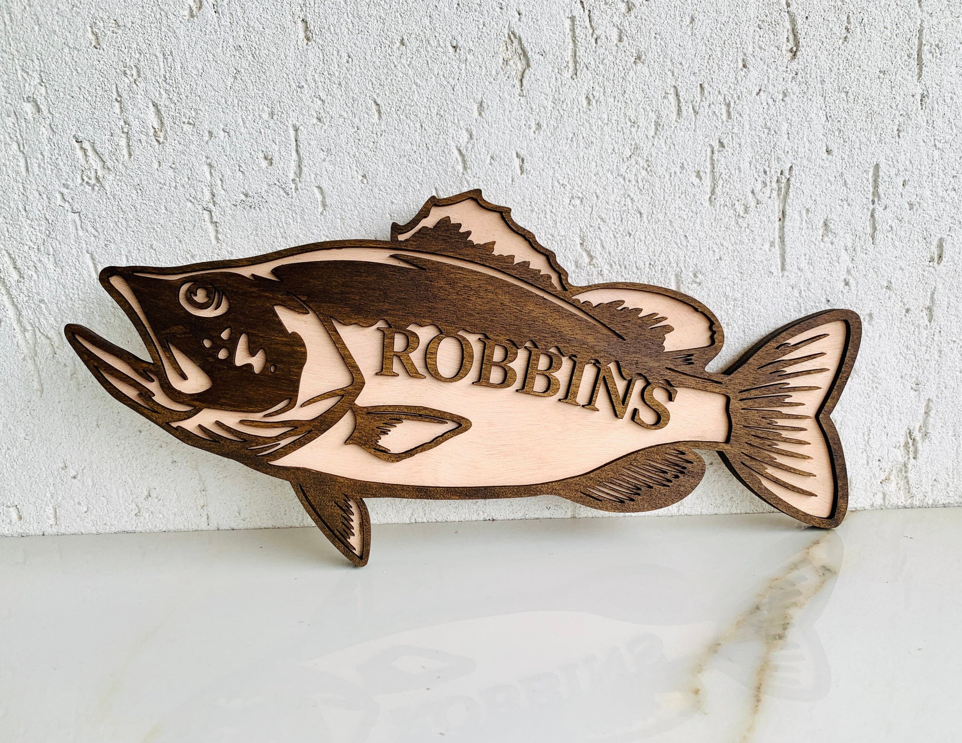 Personalized Fishing Wood Sign, Fishing Gift for Dad, Name Fish Sign for Kids, Wood Bass Fish Sign, Custom Fishing Wood Sign, Fisherman Gift