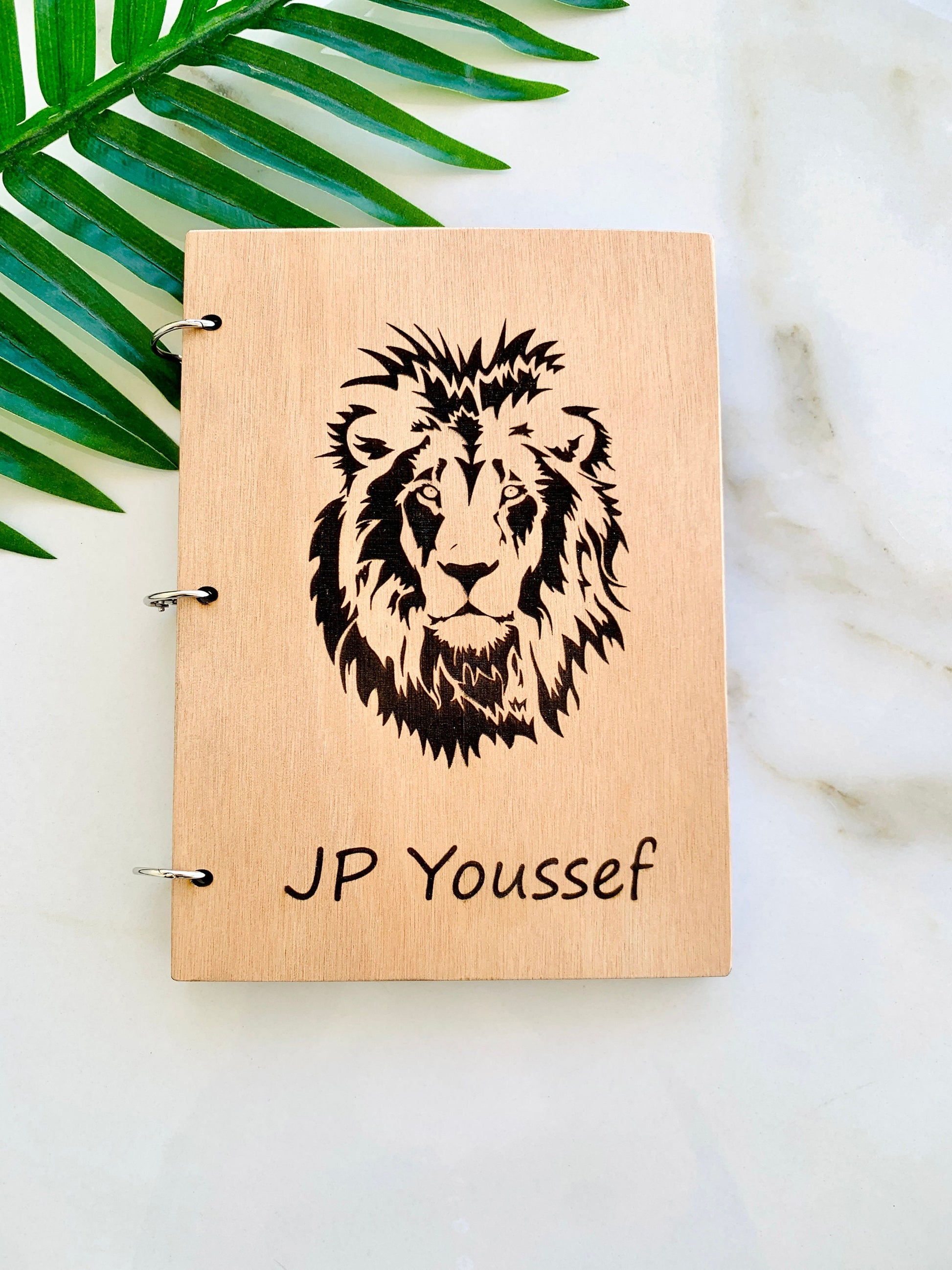 Personalized Lion Notebook, Customized Wood Notebook Engraved, Wooden CustomNotepad, Personalized Bic Cat Notebook A5 A6 A4 Sketchbook