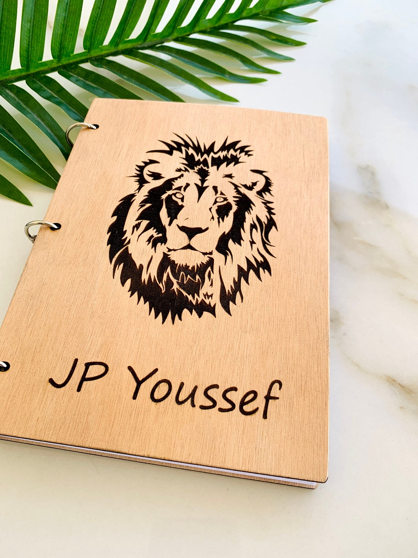 Personalized Lion Notebook, Customized Wood Notebook Engraved, Wooden Custom Notepad, Personalized Bic Cat Notebook A5 A6 A4 Sketchbook