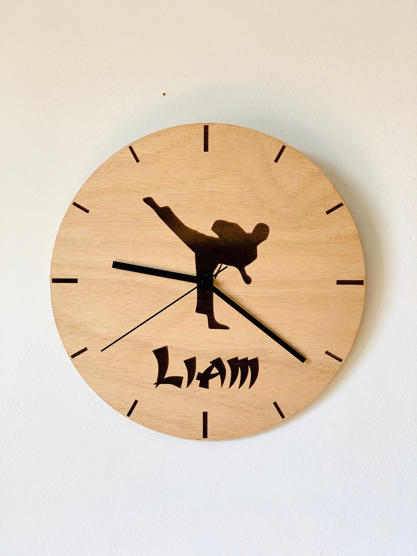 Martial Arts Wall Clock Personalized, Dojo Kids Room Wooden Wall Clock, Karate Gifts Martial Arts Taekwondo Jiu Jitsu BJJ Martial Arts Gifts