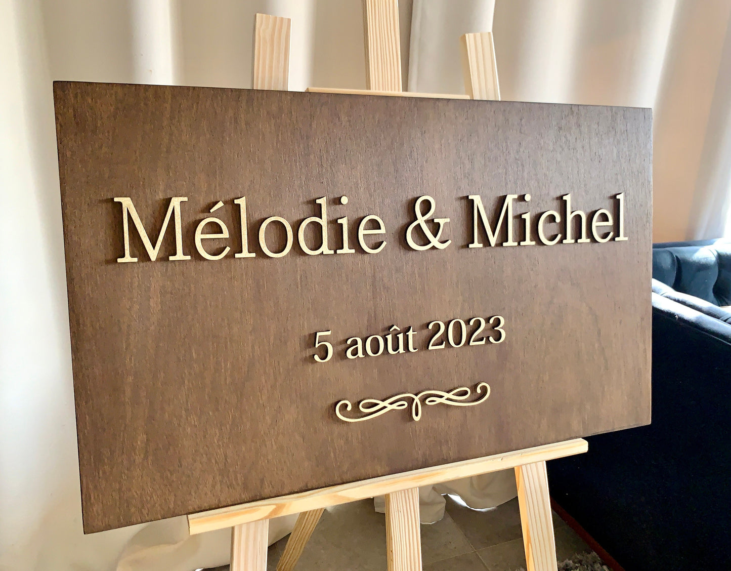 Easel Wedding Entrance Sign Personalized Wooden Welcome to Our Wedding Sign for Ceremony or Reception, Couple’s Names Easel Wedding Sign