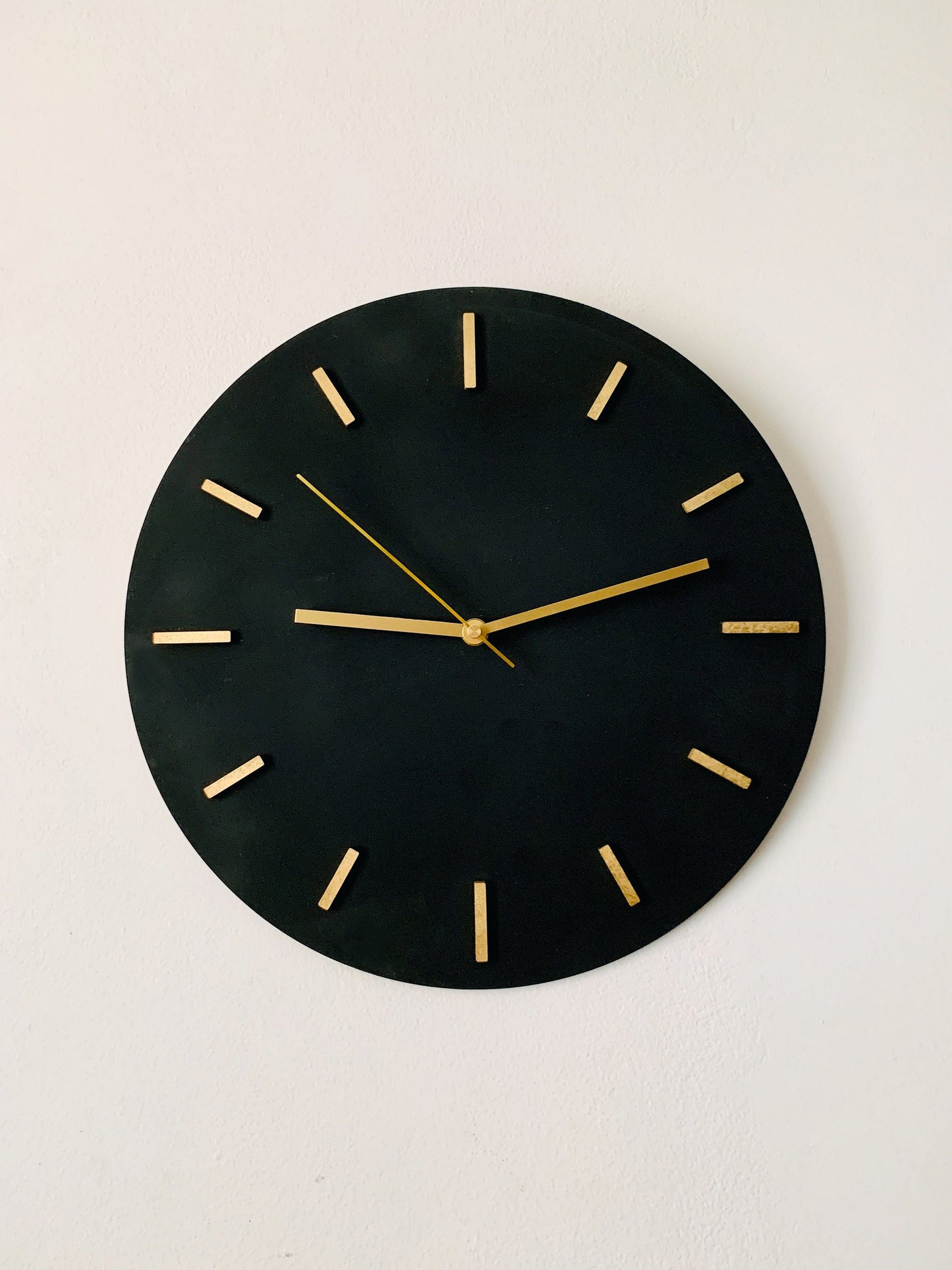 Black & Gold Wall Clock, Round Wooden Wall Hanging Clock, Black Silver Wall Clock, Black Copper Wall Clock, Black White Wall Clock