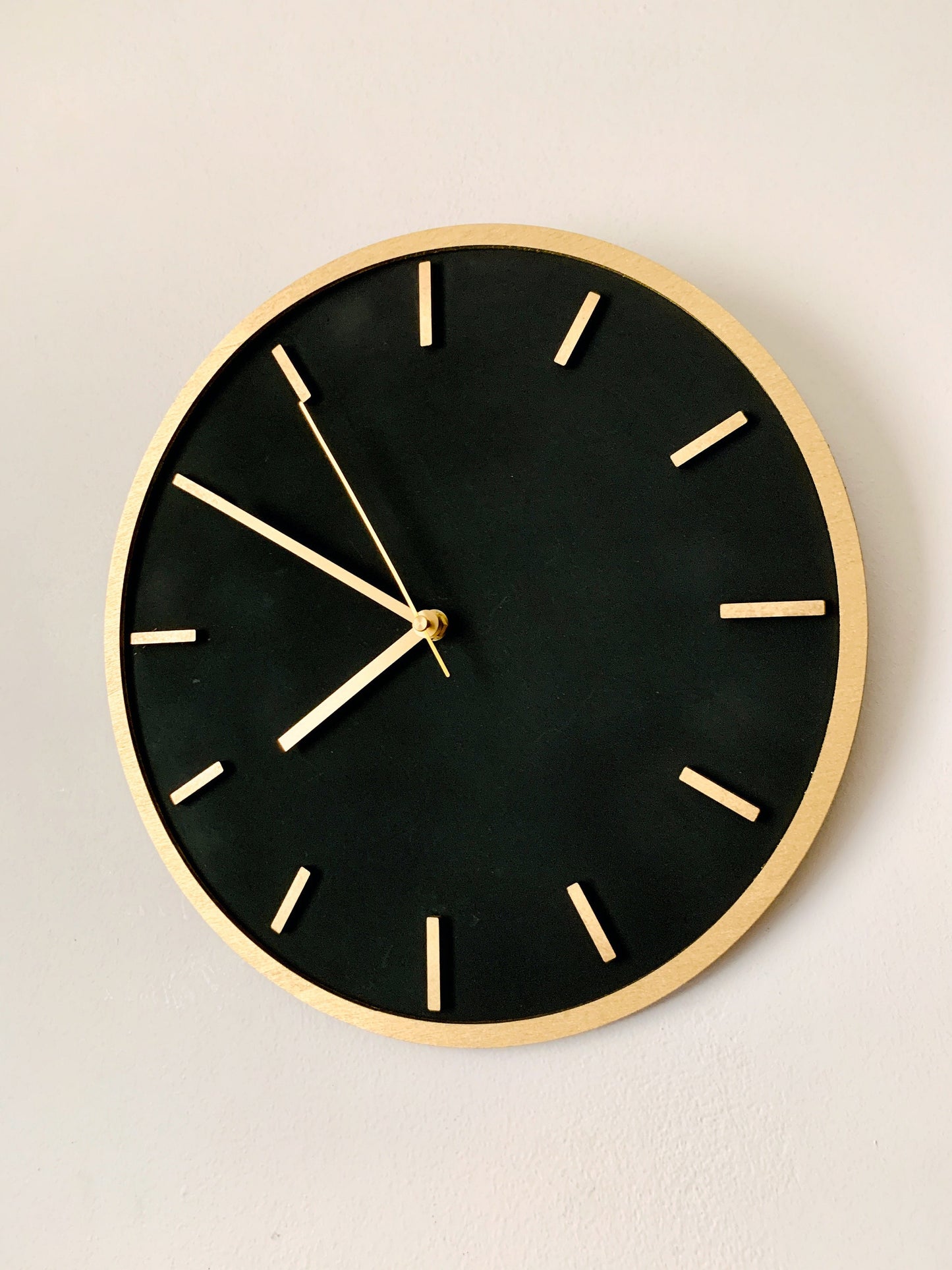 Black & Gold Wall Clock, Round Wooden Wall Hanging Clock, Black Silver Wall Clock, Black Copper Wall Clock, Black White Wall Clock
