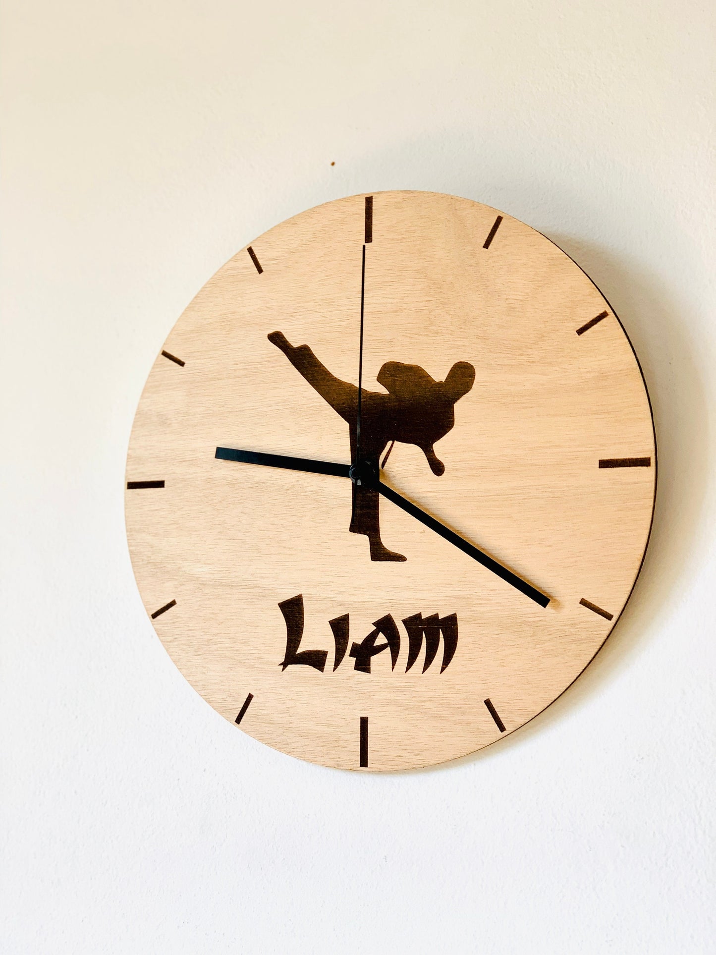 Martial Arts Wall Clock Personalized, Dojo Kids Room Wooden Wall Clock, Karate Gifts Martial Arts Taekwondo Jiu Jitsu BJJ Martial Arts Gifts