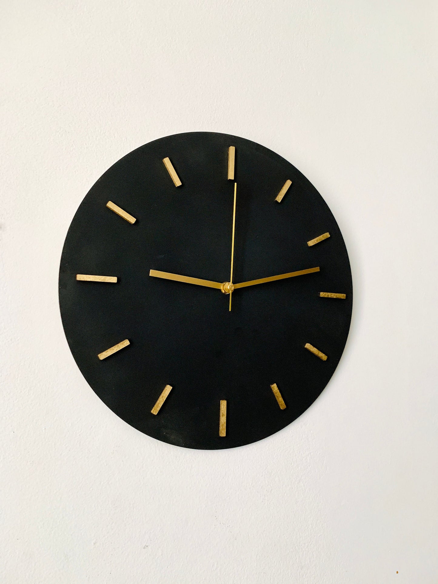 Black & Gold Wall Clock, Round Wooden Wall Hanging Clock, Black Silver Wall Clock, Black Copper Wall Clock, Black White Wall Clock